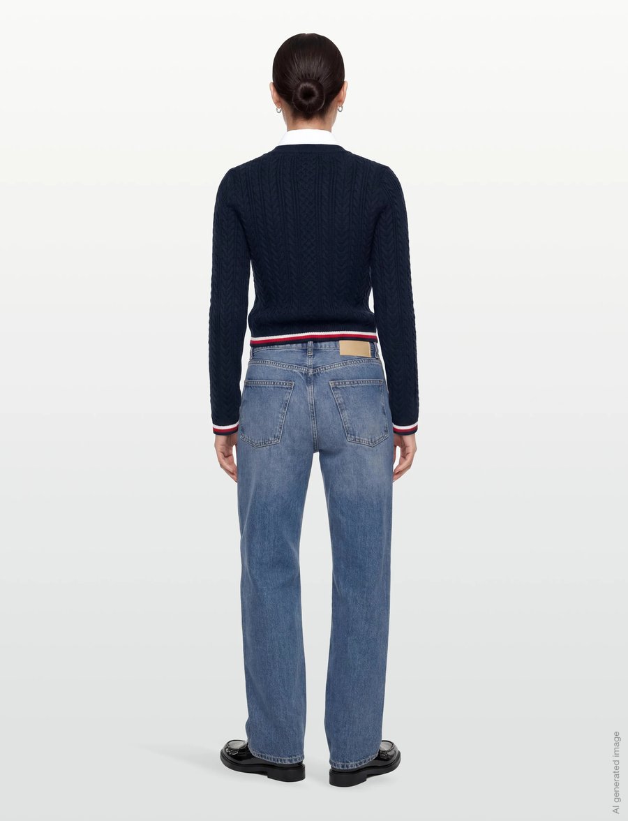 Tommy Jeans - TJW RWB TIPPING SWEATER - jumpers - dark night navy - 4