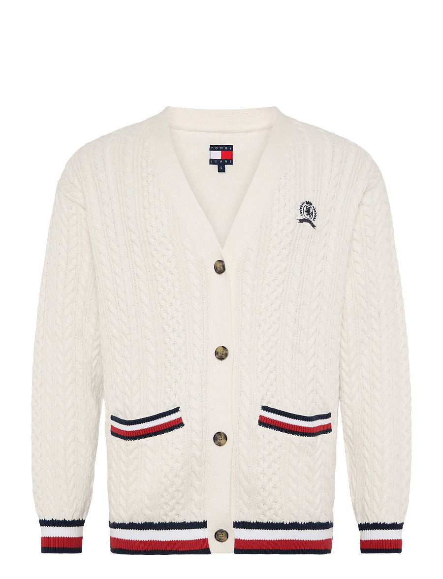 Tommy Jeans - TJW RWB TIPPING OVS CARDIGAN - gilets - ancient white - 1