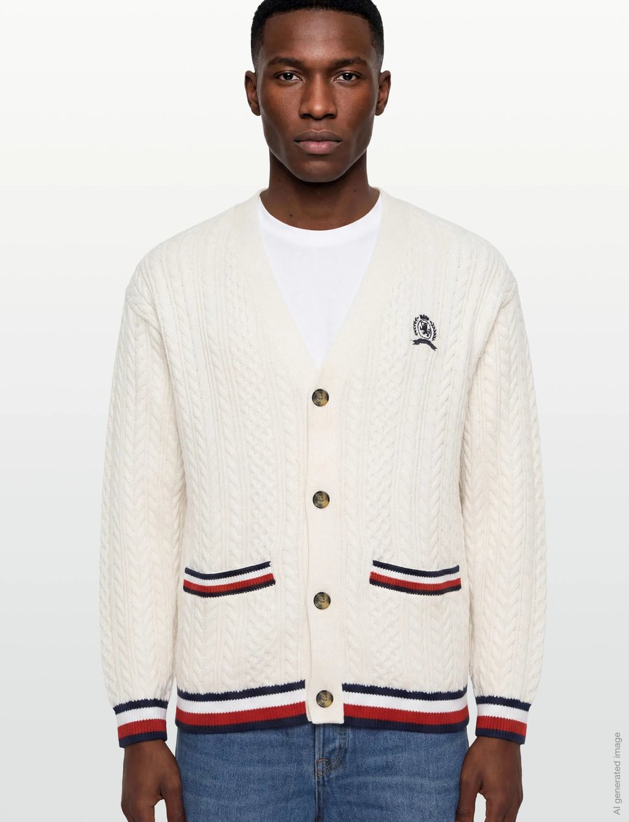 Tommy Jeans - TJW RWB TIPPING OVS CARDIGAN - gilets - ancient white - 3