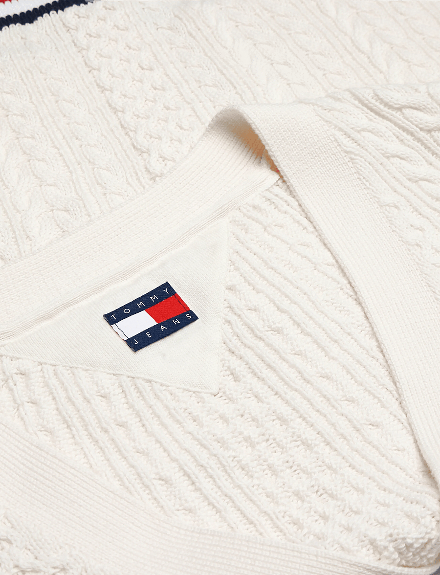 Tommy Jeans - TJW RWB TIPPING OVS CARDIGAN - gilets - ancient white - 5