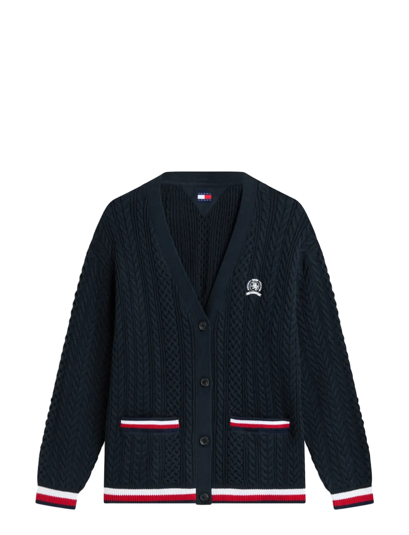 Tommy Jeans TJW RWB TIPPING OVS CARDIGAN - Tøj - DARK NIGHT NAVY / navy