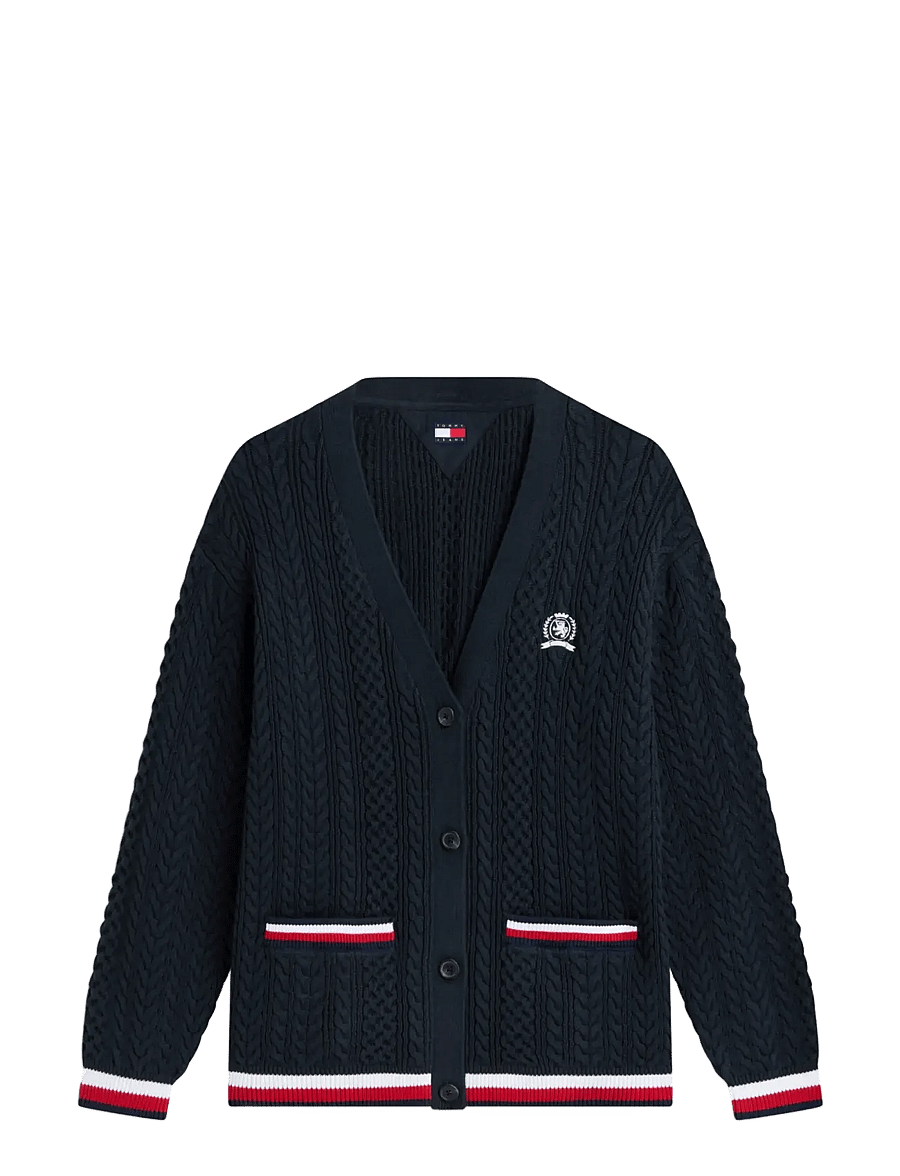 Tommy Jeans - TJW RWB TIPPING OVS CARDIGAN - cardigans - dark night navy - 1