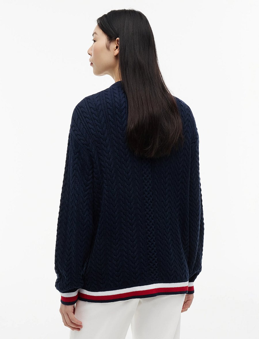 Tommy Jeans - TJW RWB TIPPING OVS CARDIGAN - cardigans - dark night navy - 2