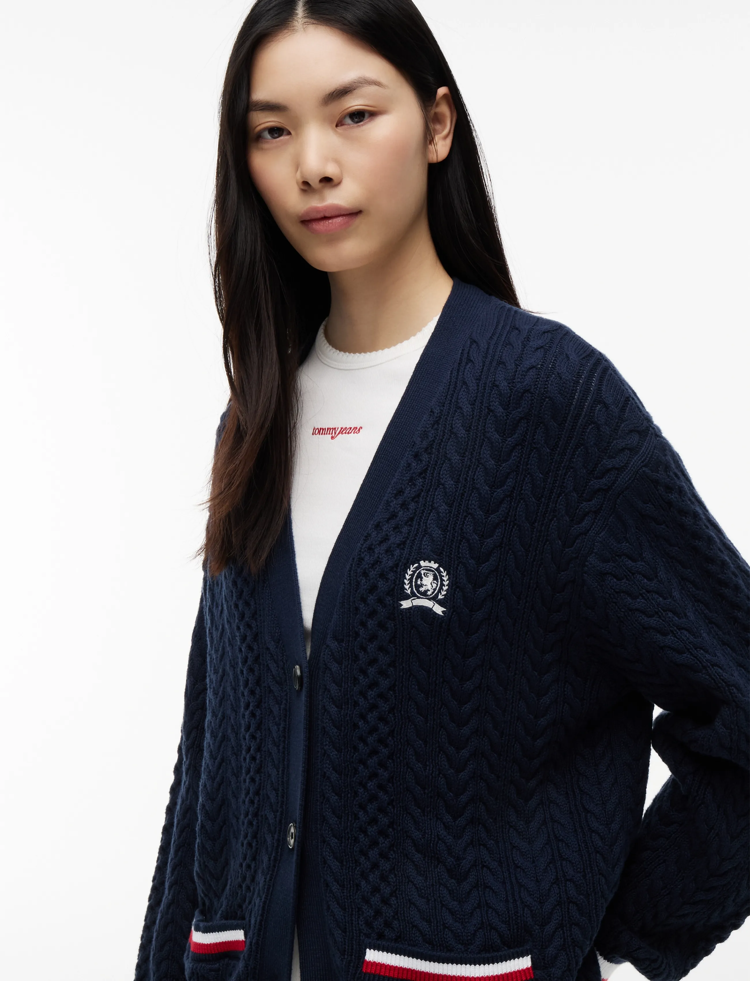 Tommy Jeans - TJW RWB TIPPING OVS CARDIGAN - cardigans - dark night navy - 3