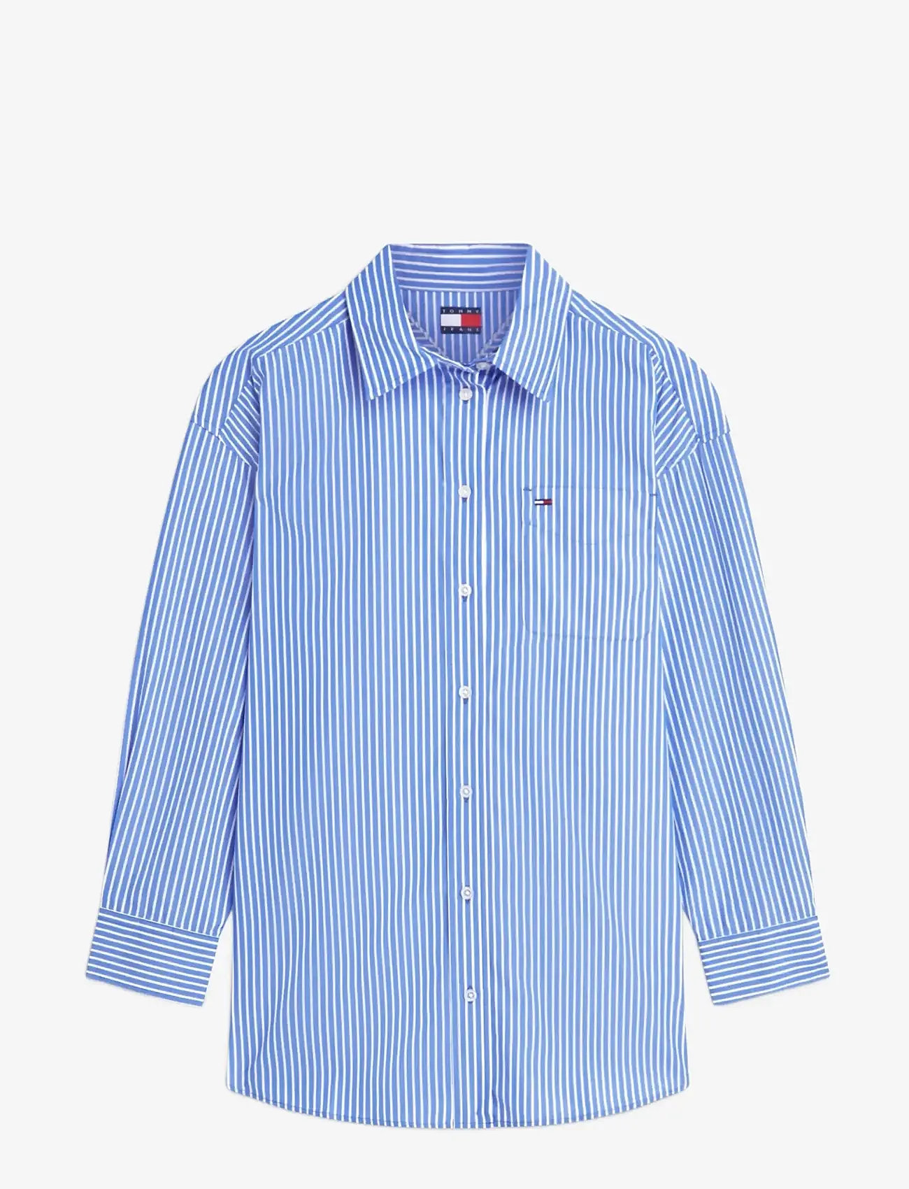 Tommy Jeans - TJW OVS ESSENTIAL SHIRT EXT - pikkade varrukatega särgid - noble blue   stripe - 1