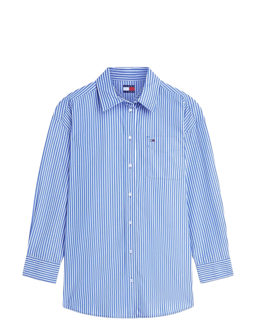 Tommy Jeans - TJW OVS ESSENTIAL SHIRT EXT - long-sleeved shirts - noble blue stripe - 1