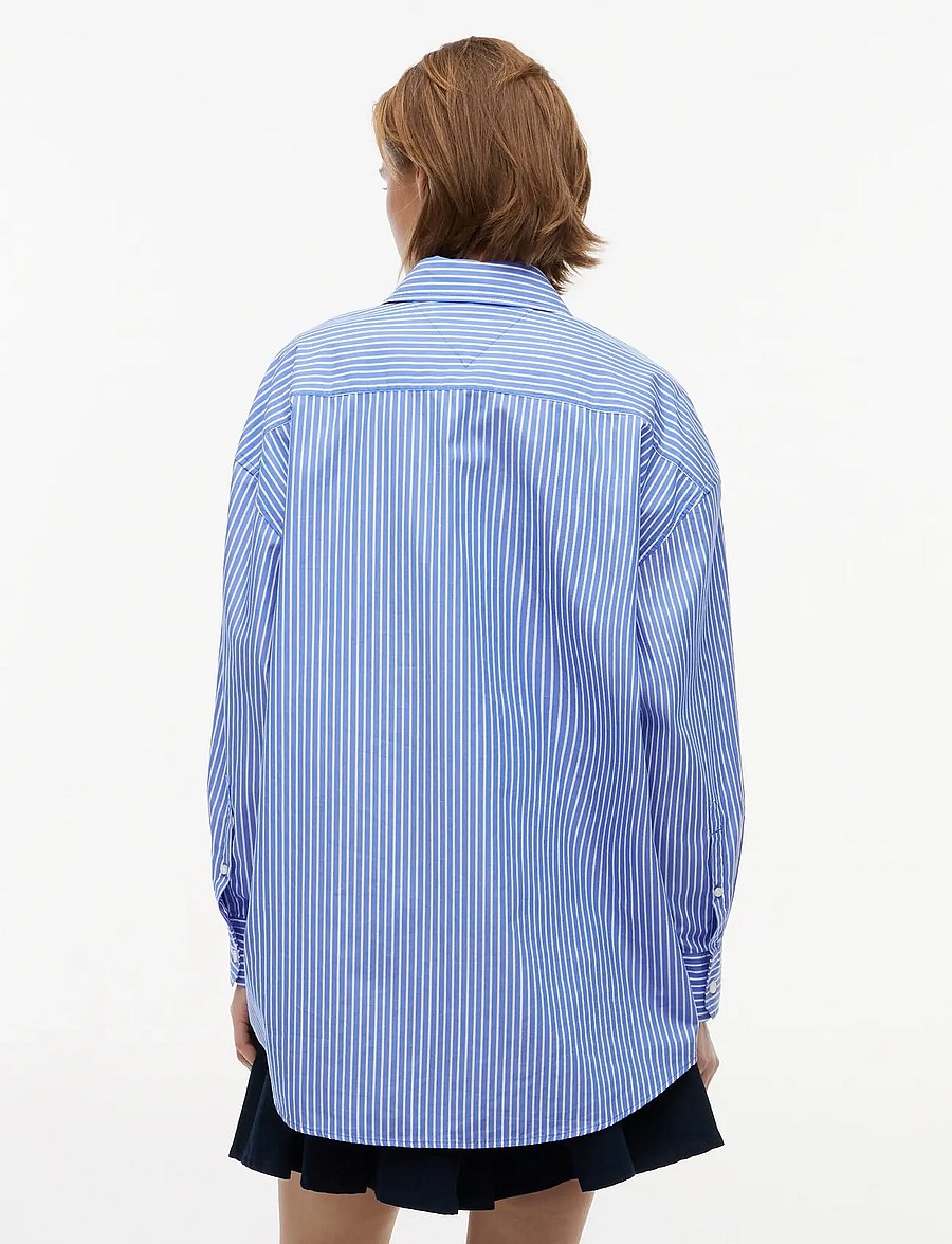 Tommy Jeans - TJW OVS ESSENTIAL SHIRT EXT - long-sleeved shirts - noble blue stripe - 2