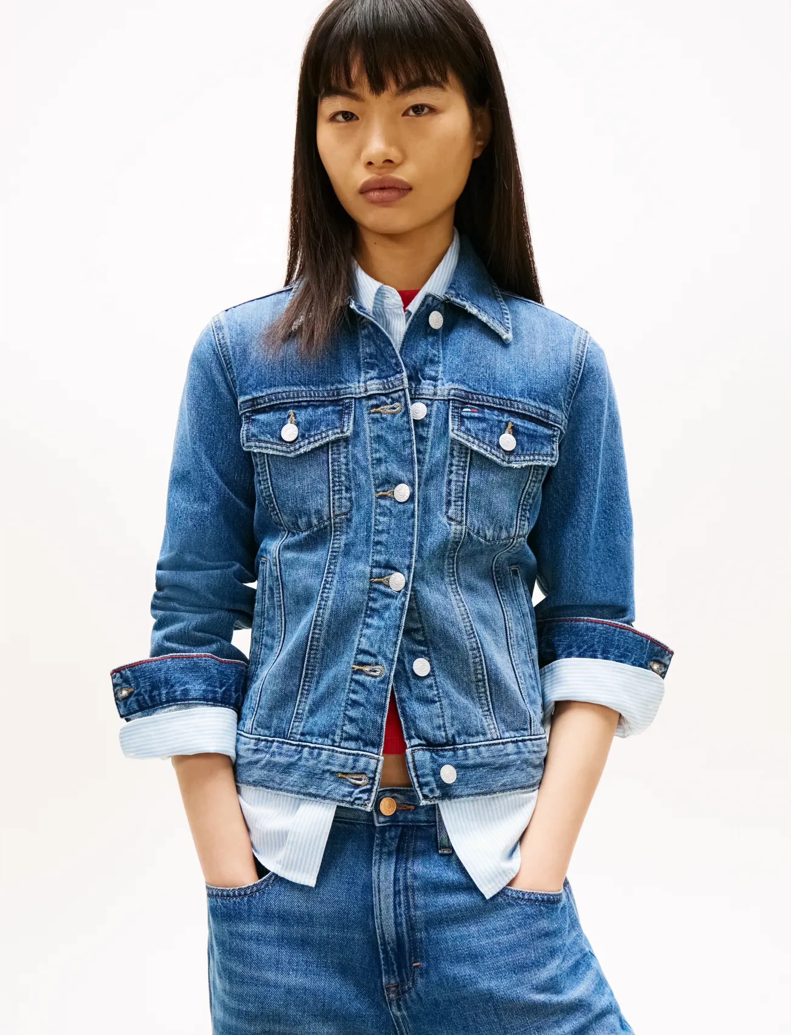 Tommy Jeans Classic Trucker Ext Bj8038, Kvinder, Trucker Denimjakke, Blå, Str: M