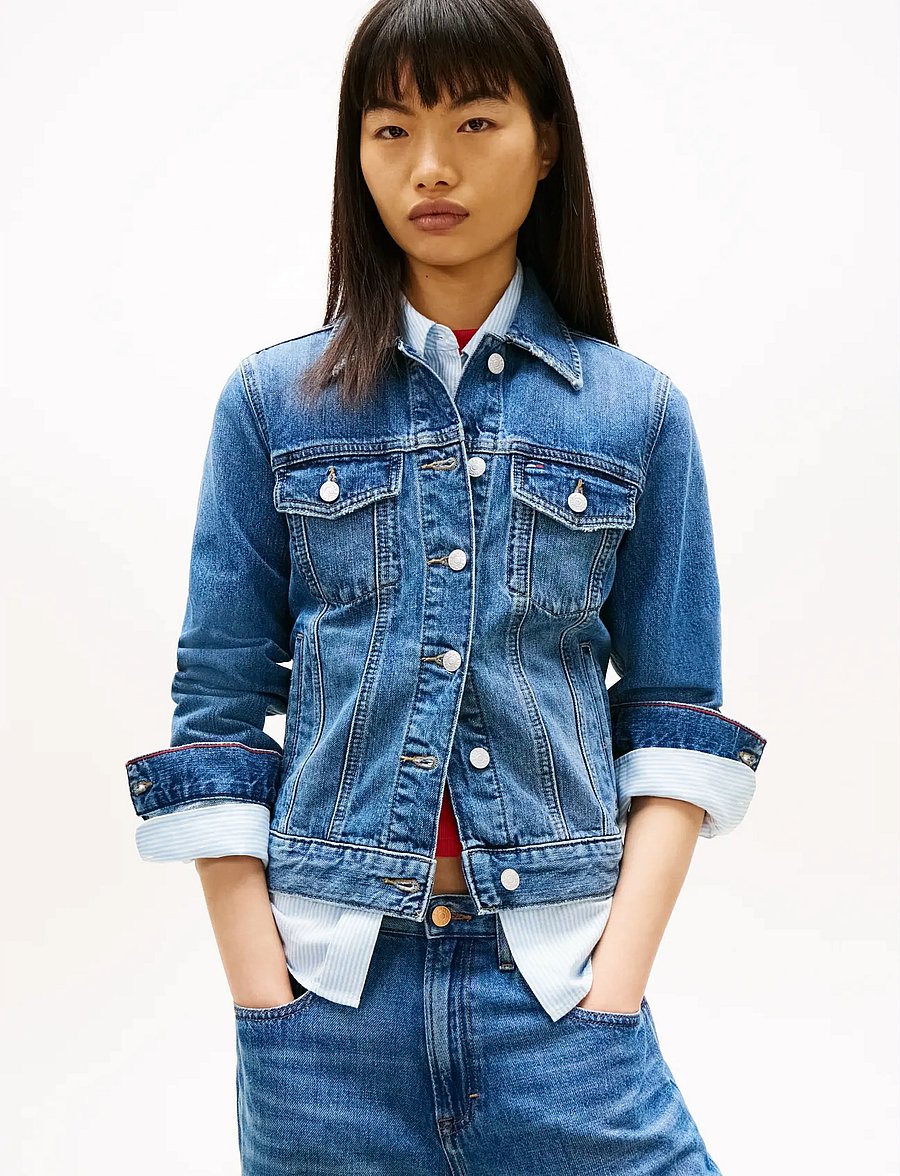 Tommy Jeans - CLASSIC TRUCKER EXT BJ8038 - kevättakit - denim medium - 0