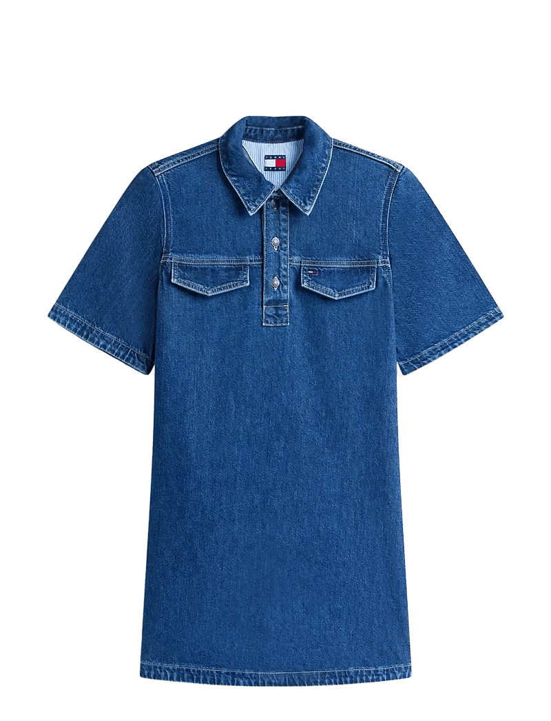 Tommy Jeans - A-LINE DRESS - skjortklänningar - denim medium - 1