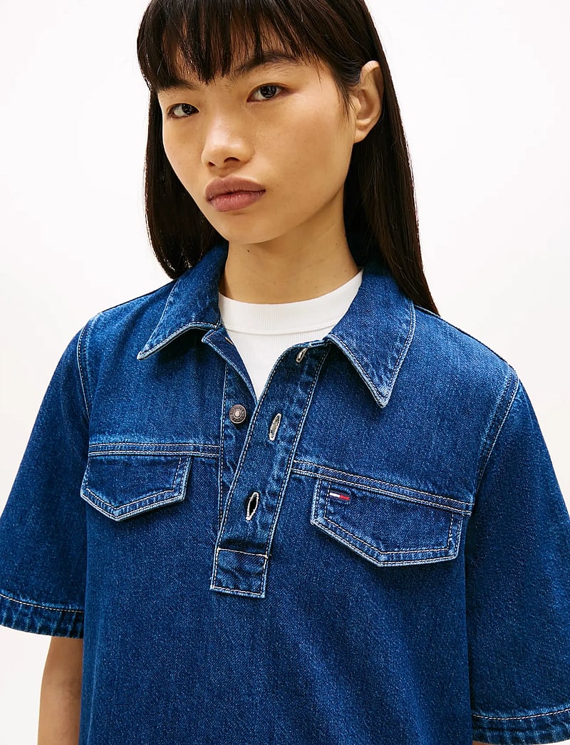 Tommy Jeans - A-LINE DRESS - skjortklänningar - denim medium - 3