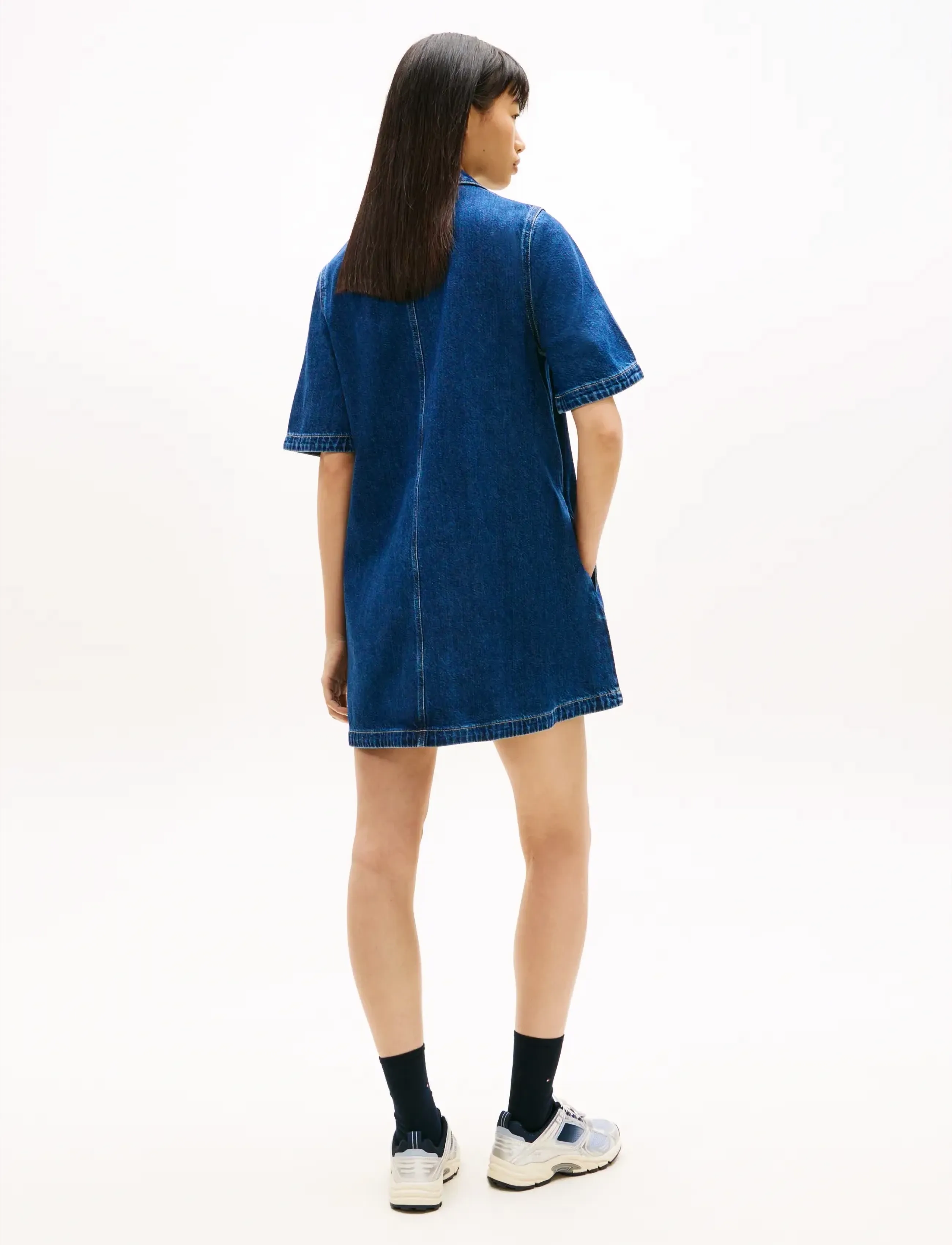 Tommy Jeans - A-LINE DRESS - skjortklänningar - denim medium - 4