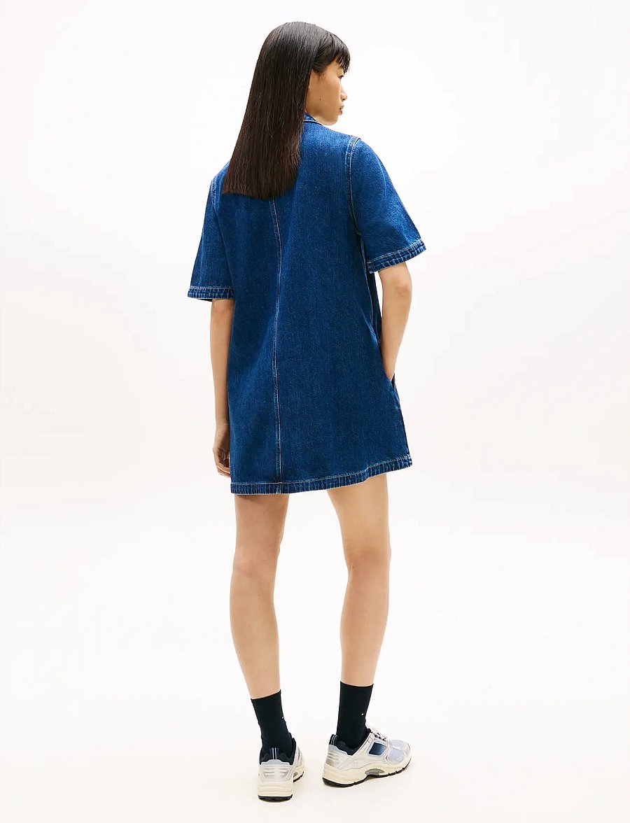 Tommy Jeans - A-LINE DRESS - skjortklänningar - denim medium - 4
