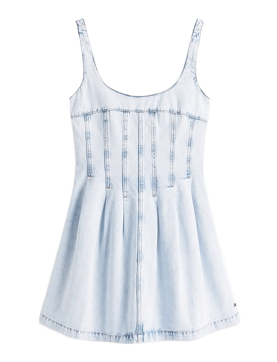 Tommy Jeans - PLEAT SEAM DENIM DRESS BJ6014 - jeanskleider - denim light - 1