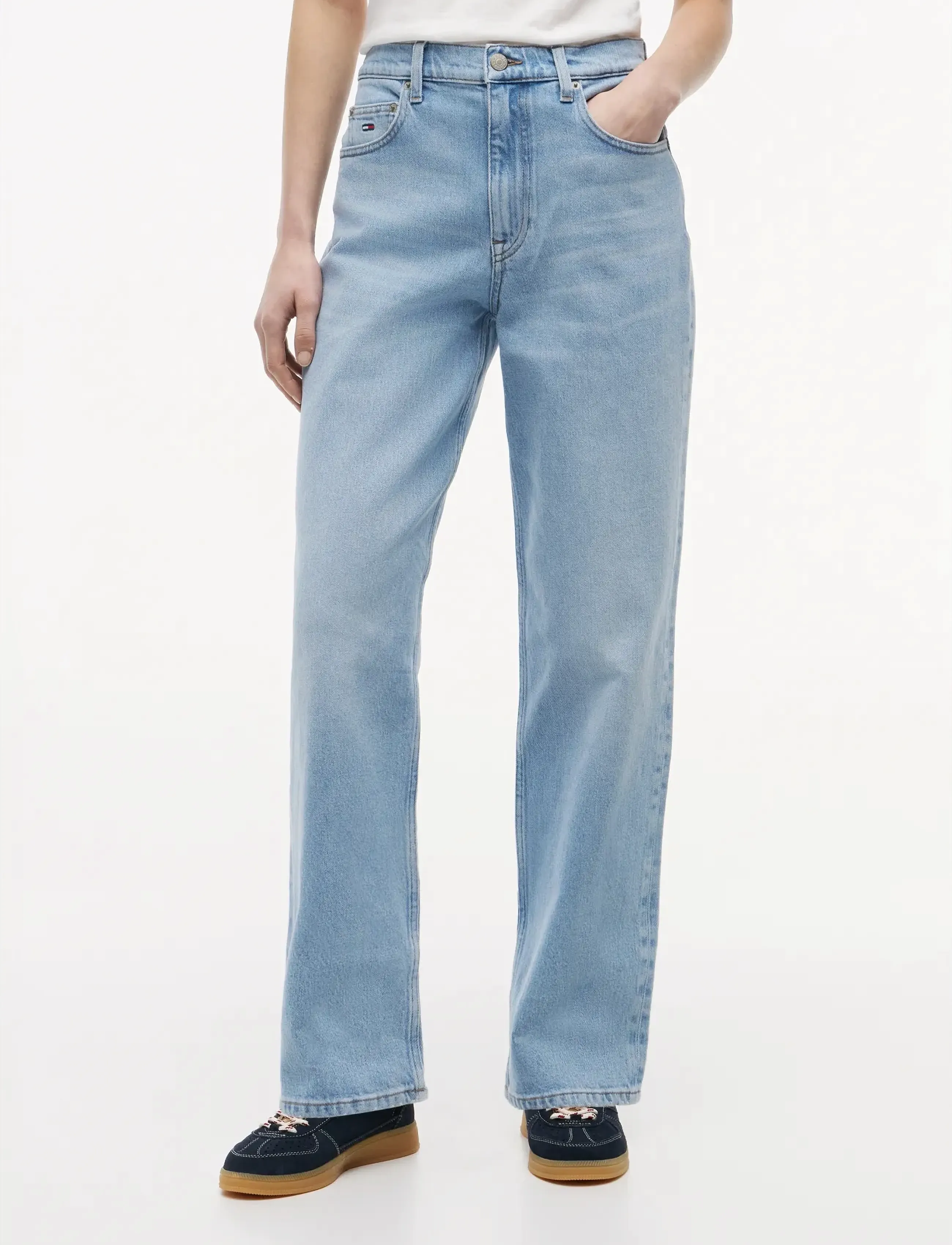 Tommy Jeans LAYLA HR SLIM STR BJ0111 CO - Transitional Layering - DENIM LIGHT / blue