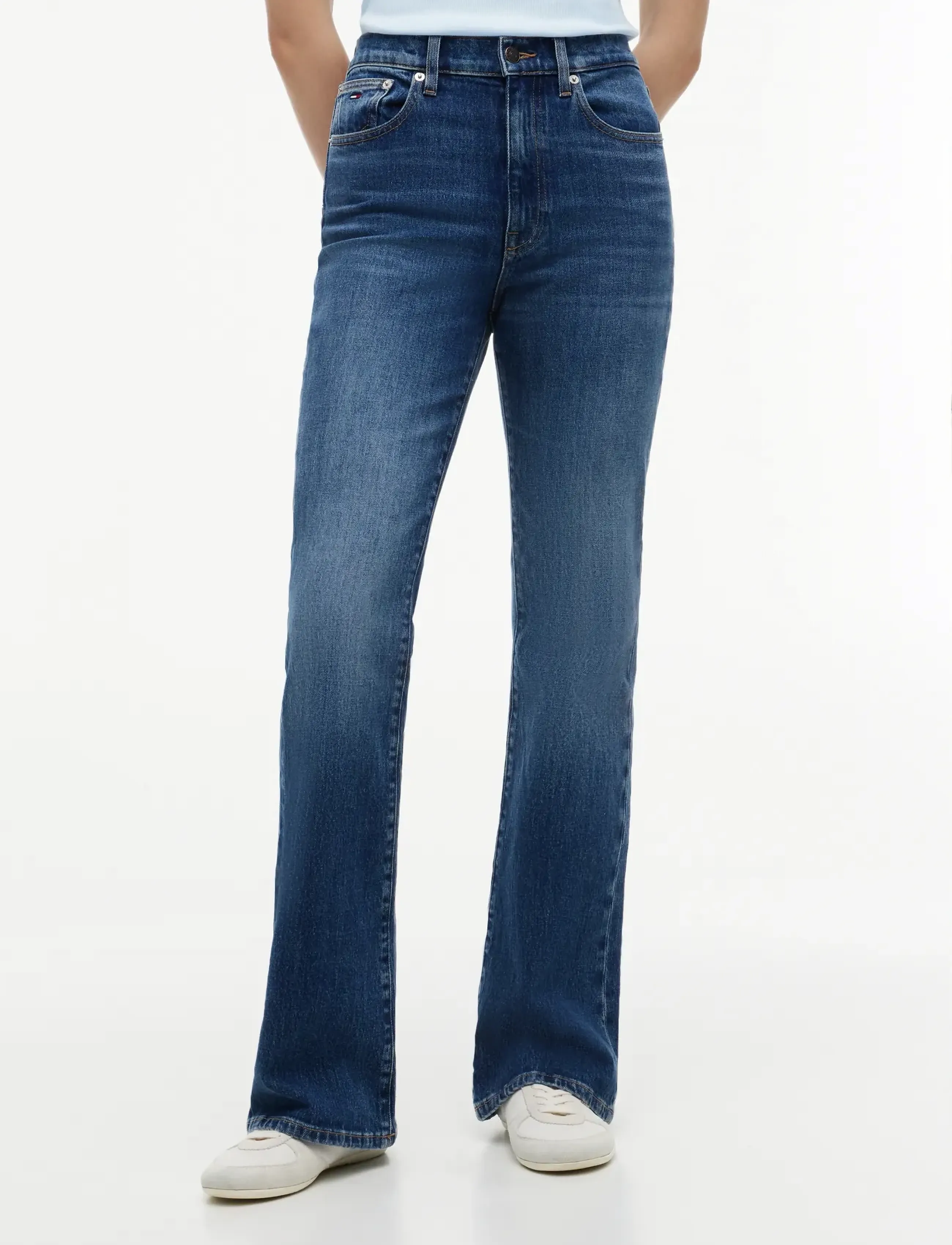 Tommy Jeans SYLVIA HGH FLR BJ0155 - Schlaghosen - DENIM DARK / blue