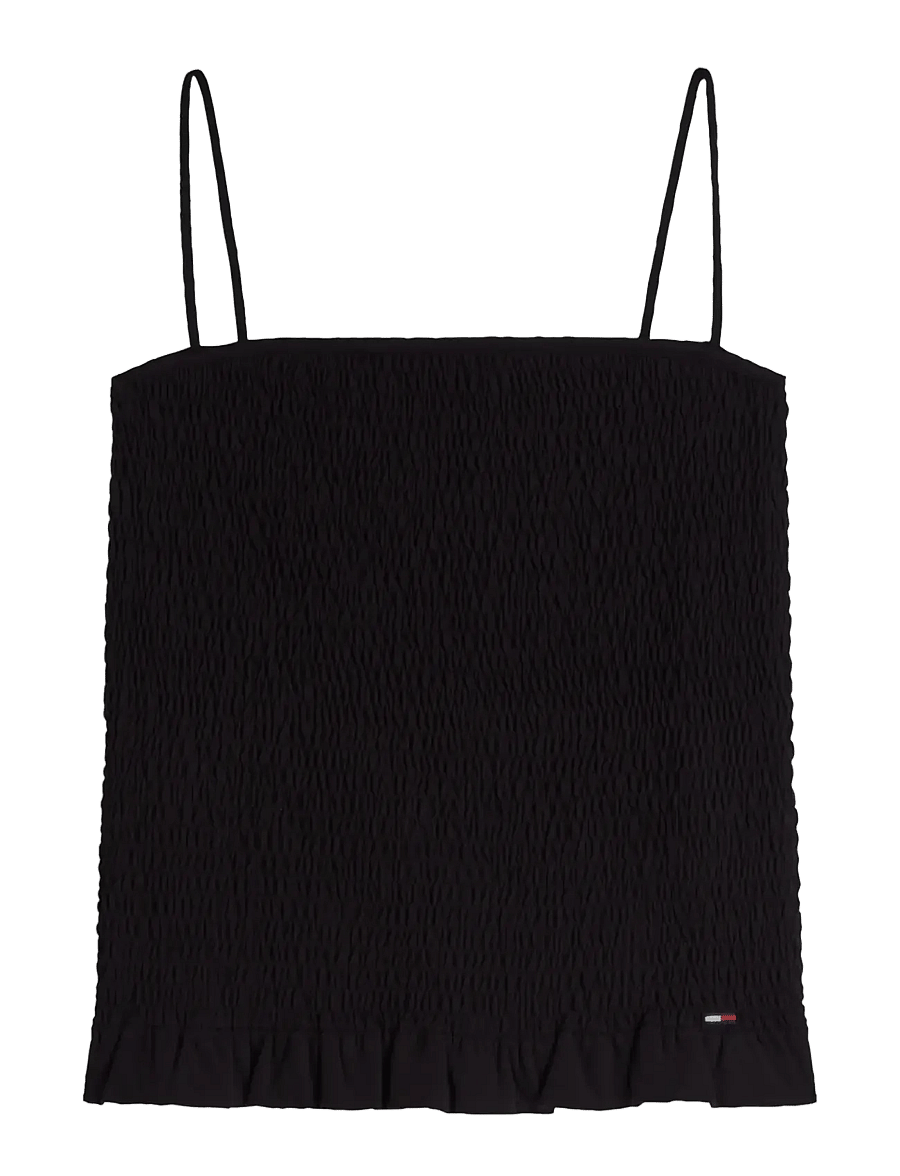 Tommy Jeans - TJW SLIM SMOCK STRAPPY TOP - Ärmellose tops - black - 1
