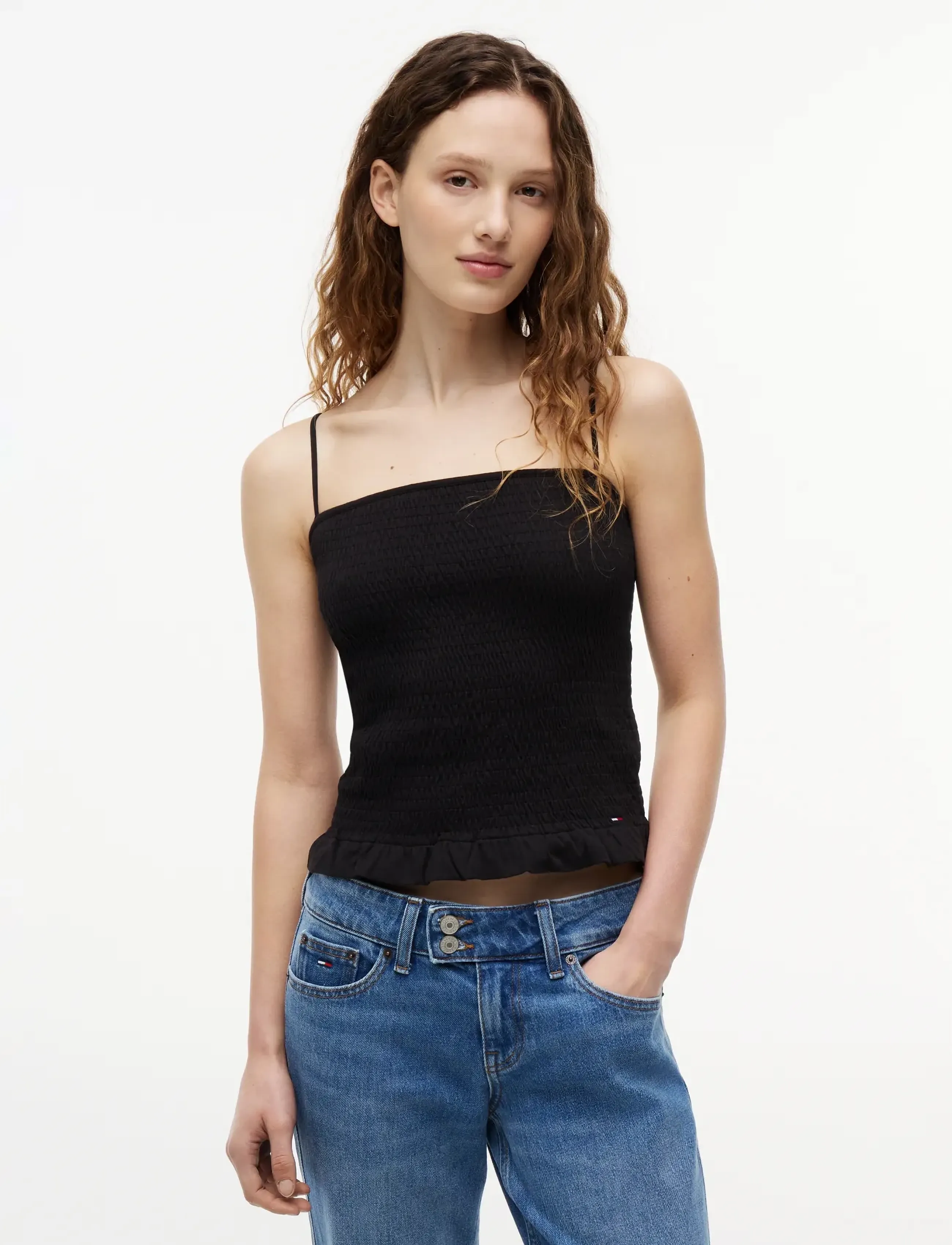 Tommy Jeans TJW SLIM SMOCK STRAPPY TOP - Tommy Jeans - BLACK / black