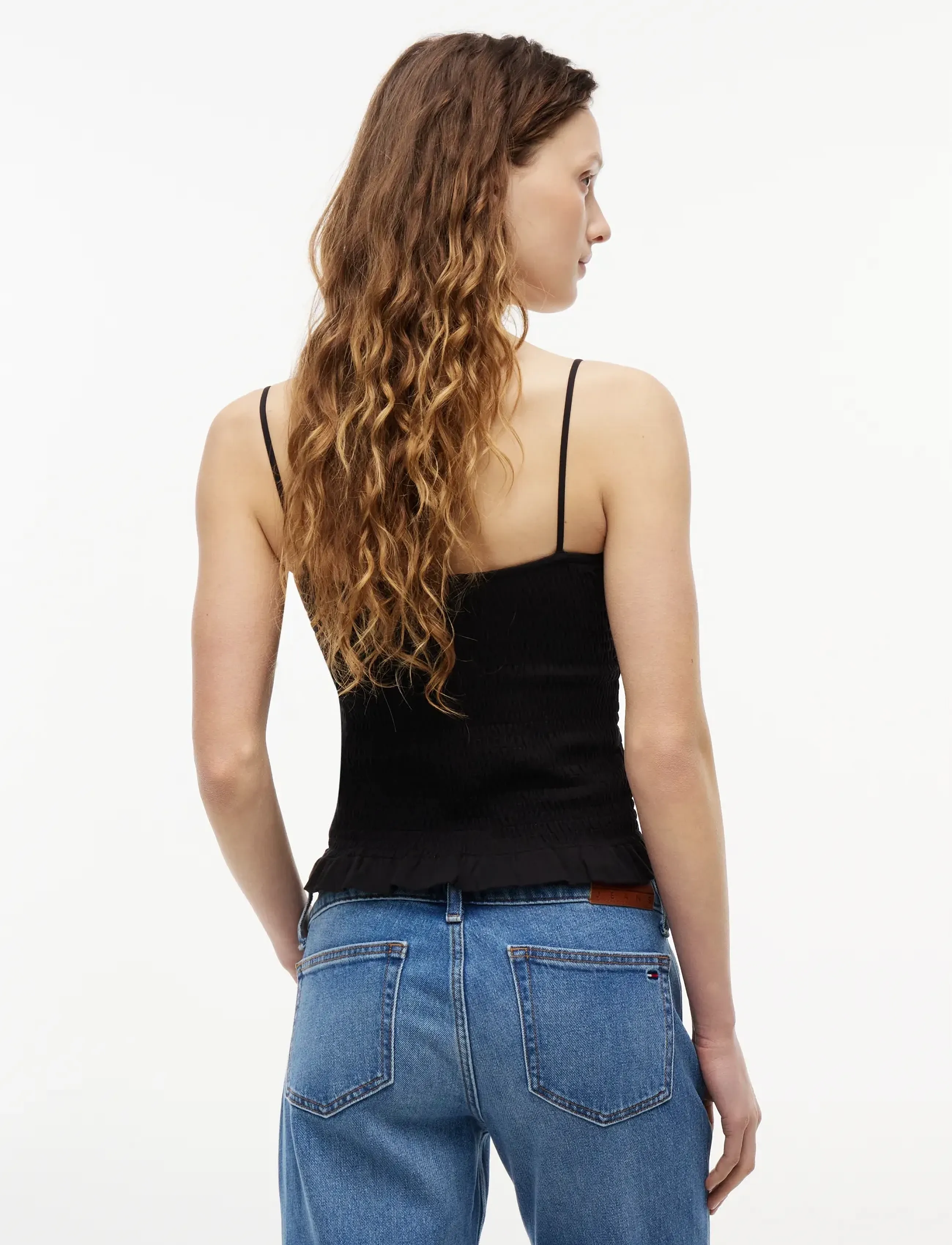 Tommy Jeans - TJW SLIM SMOCK STRAPPY TOP - Ärmellose tops - black - 2
