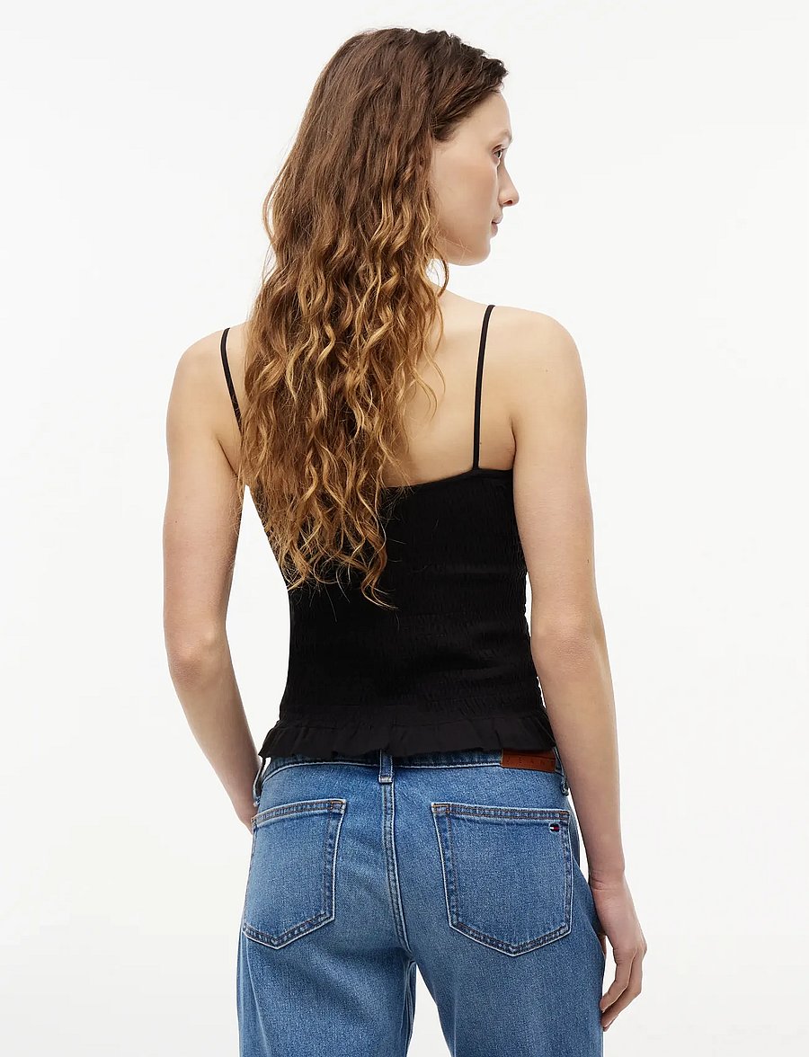 Tommy Jeans - TJW SLIM SMOCK STRAPPY TOP - Ärmellose tops - black - 2