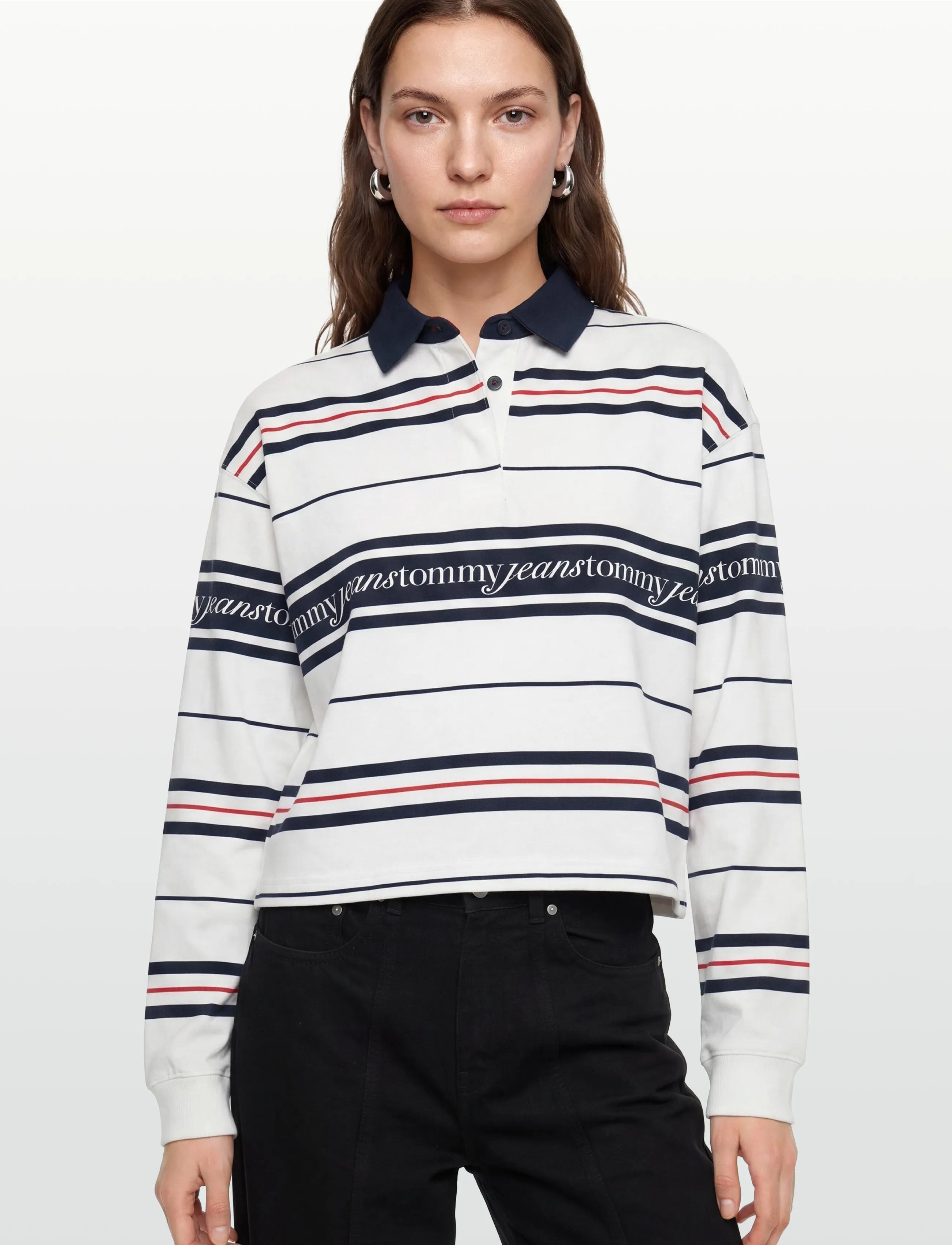 Tommy Jeans - TJW RLX SCRIPT RUGBY - topi ar garām piedurknēm - ecru - 3