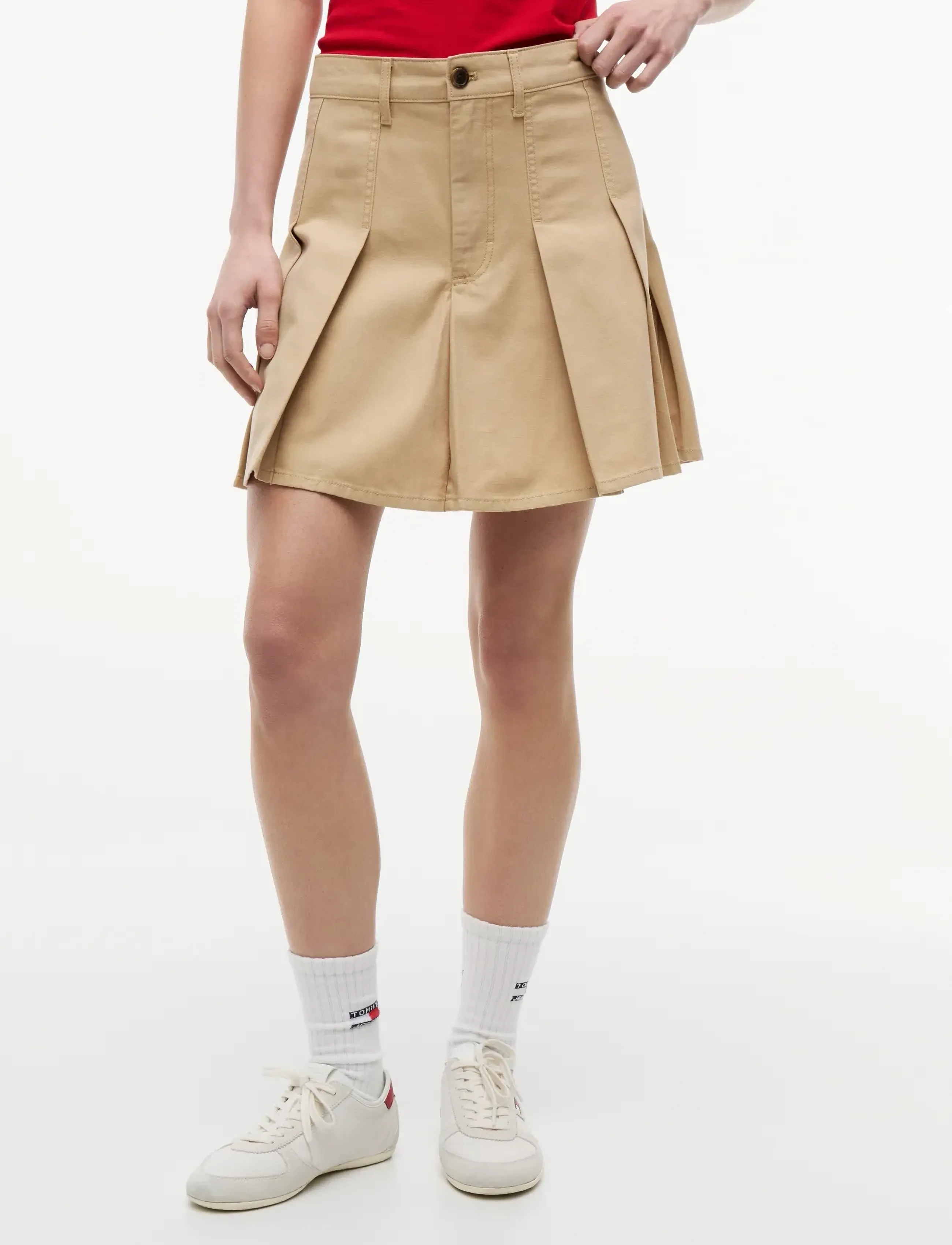 Tommy Jeans TJW GMD PLEATED MINI SKIRT - Röcke - GENTLE GOLD / beige