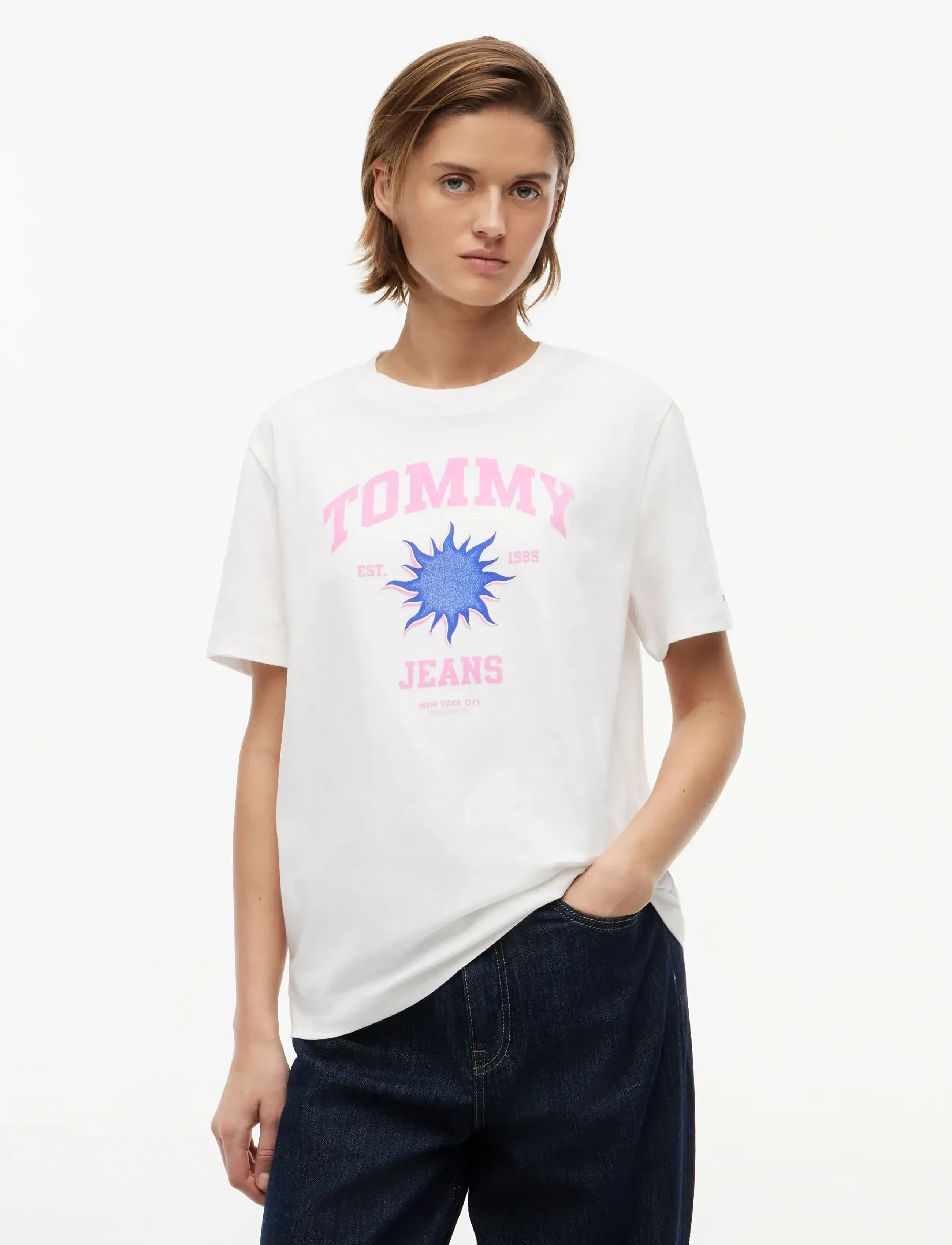 Tommy Jeans TJW RLX NOVELTY TEE - Tommy Hilfiger - ECRU / white