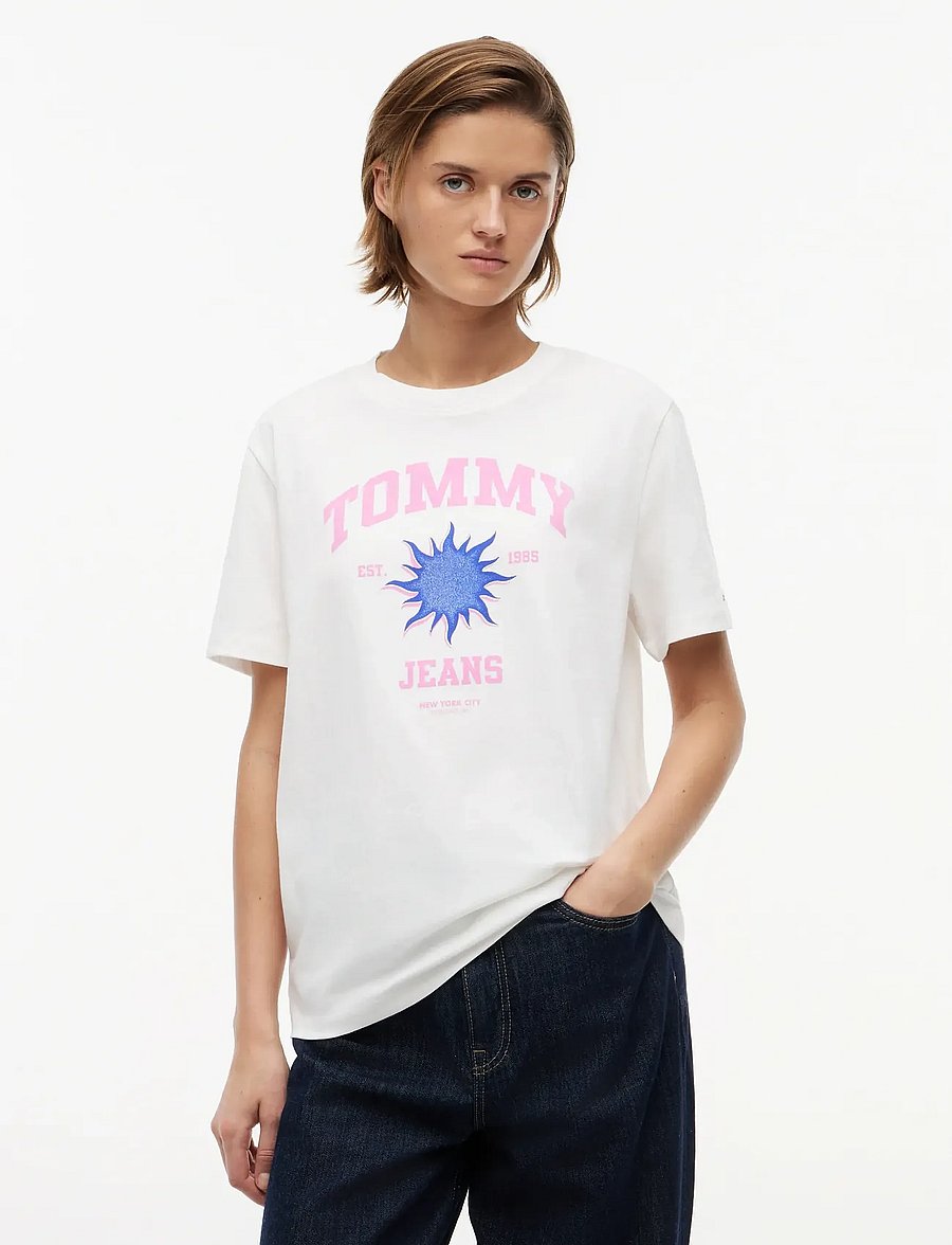 Tommy Jeans - TJW RLX NOVELTY TEE - t-shirts - ecru - 0