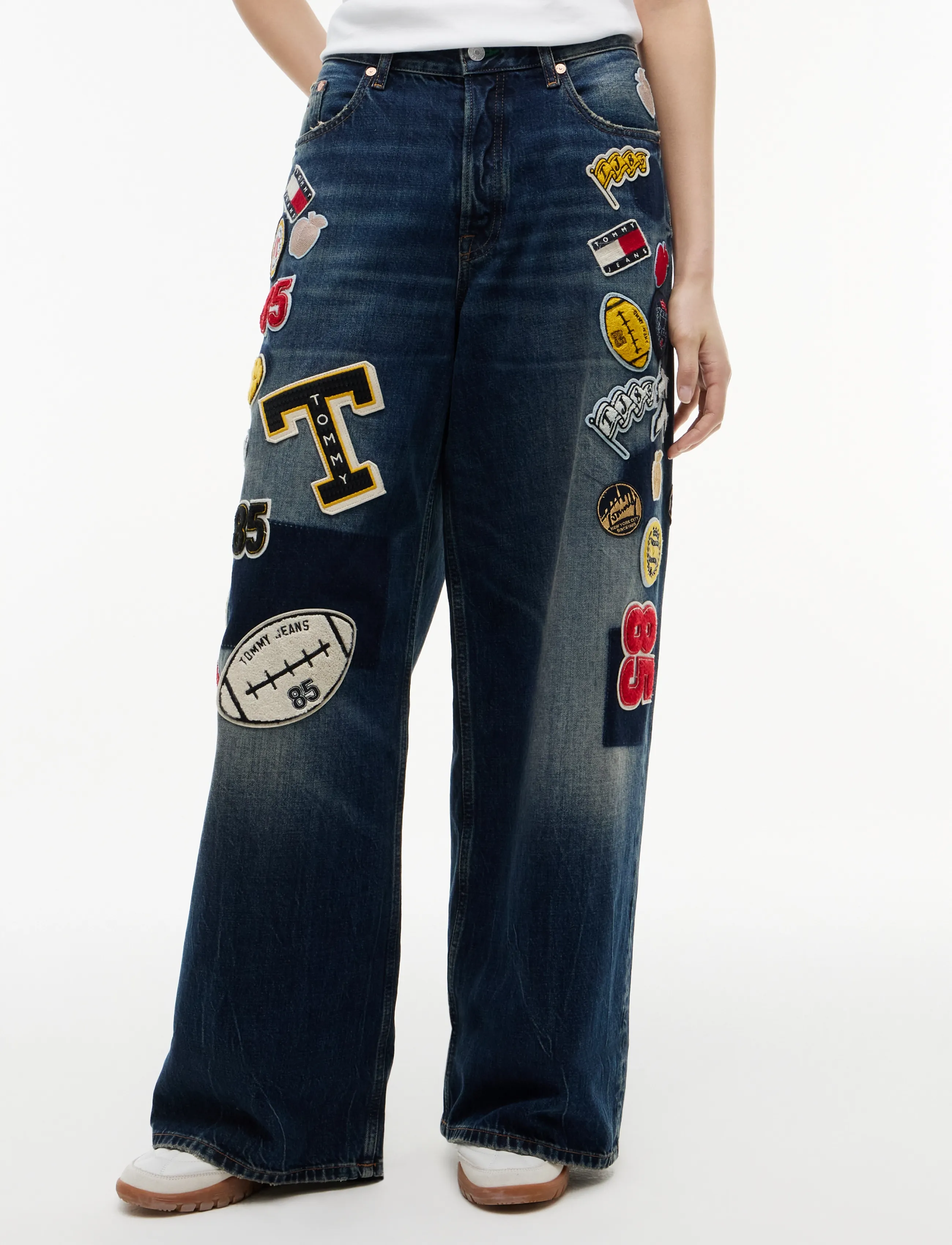 Tommy Jeans CHARLIE MID RISE LOOSE DJ2058 - Teismelised 140-176 - DENIM DARK / navy