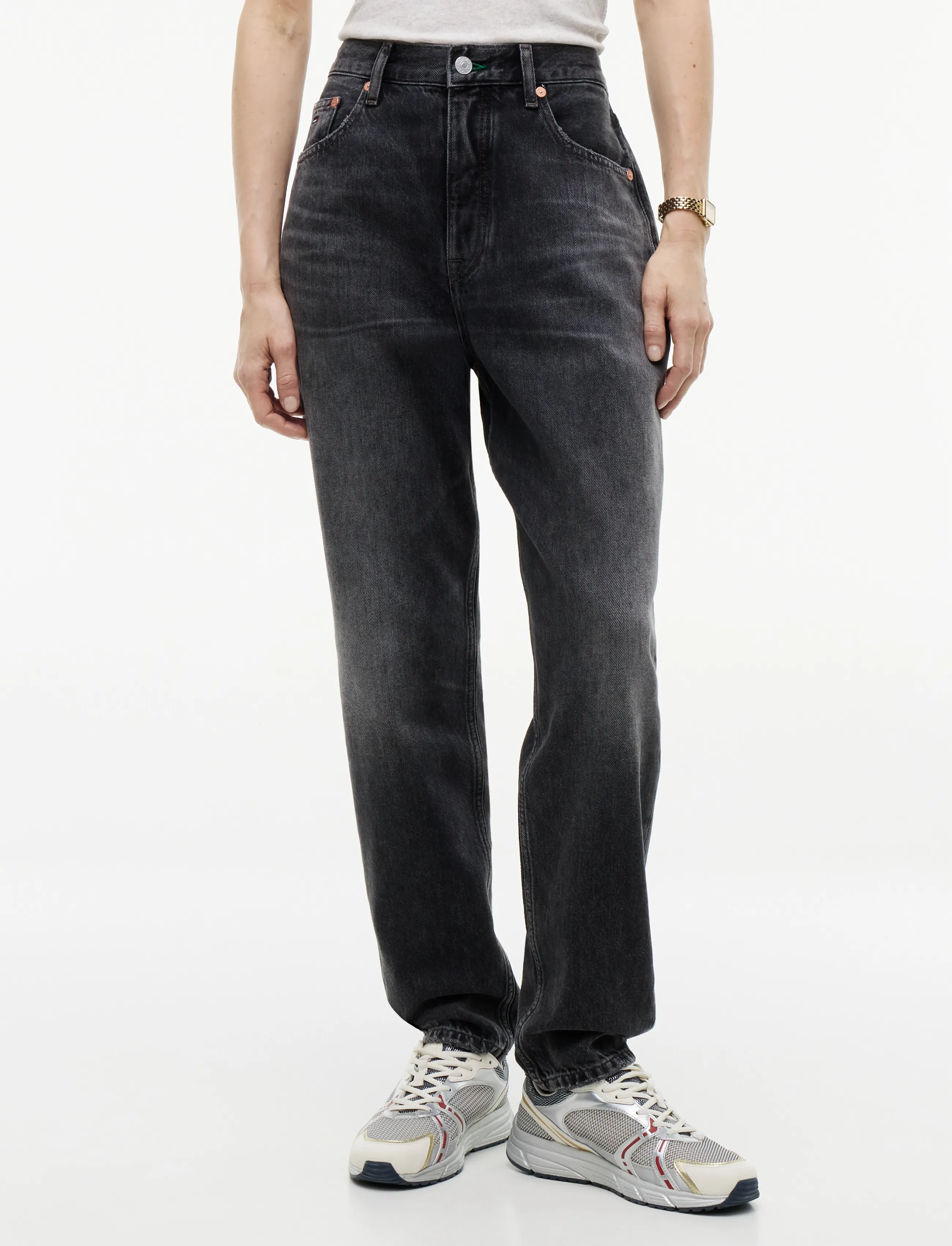 Tommy Jeans 90S MOM HIGH TAPERED DJ6084 - Tøj - DENIM BLACK / black