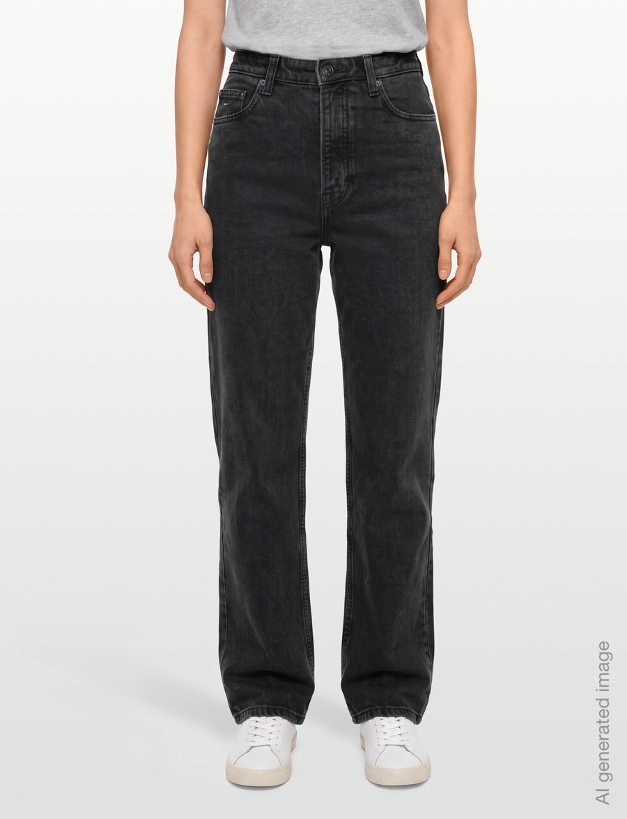 Tommy Jeans - LAYLA HIGH RISE STRAIGHT DJA180 - tiesaus kirpimo džinsai - denim black - 3