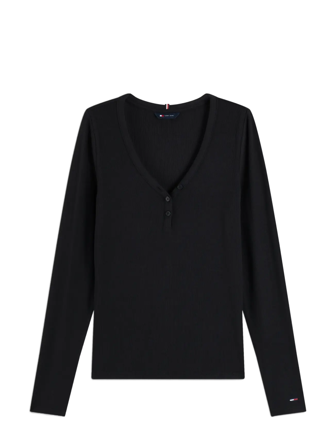 Tommy Jeans TJW SLIM HENLEY LS TOP - Hverdags stil - BLACK / black
