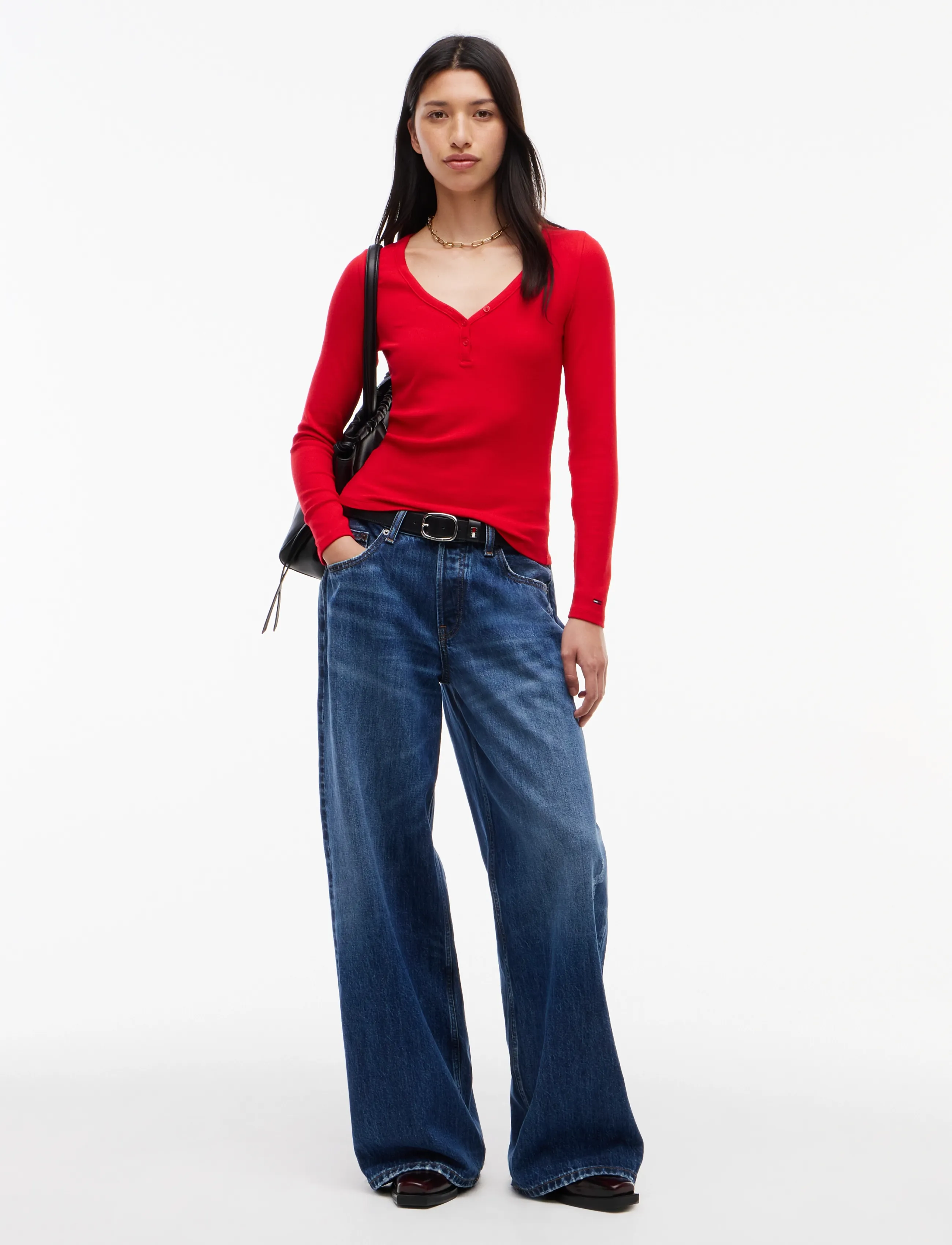 Tommy Jeans - TJW SLIM HENLEY LS TOP - lavish red - 4