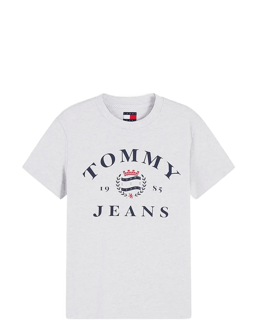Tommy Jeans - TJW REG VARSITY CREST SS TEE - t-shirts - ice grey heather - 1
