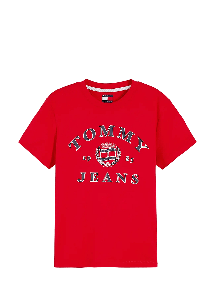 Tommy Jeans - TJW REG VARSITY CREST SS TEE - t-shirts - lavish red - 1