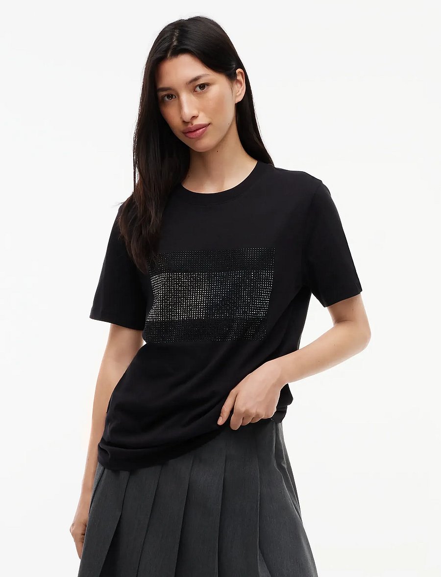 Tommy Jeans - TJW RLX FLAG BLING SS TEE - t-shirts - black - 0