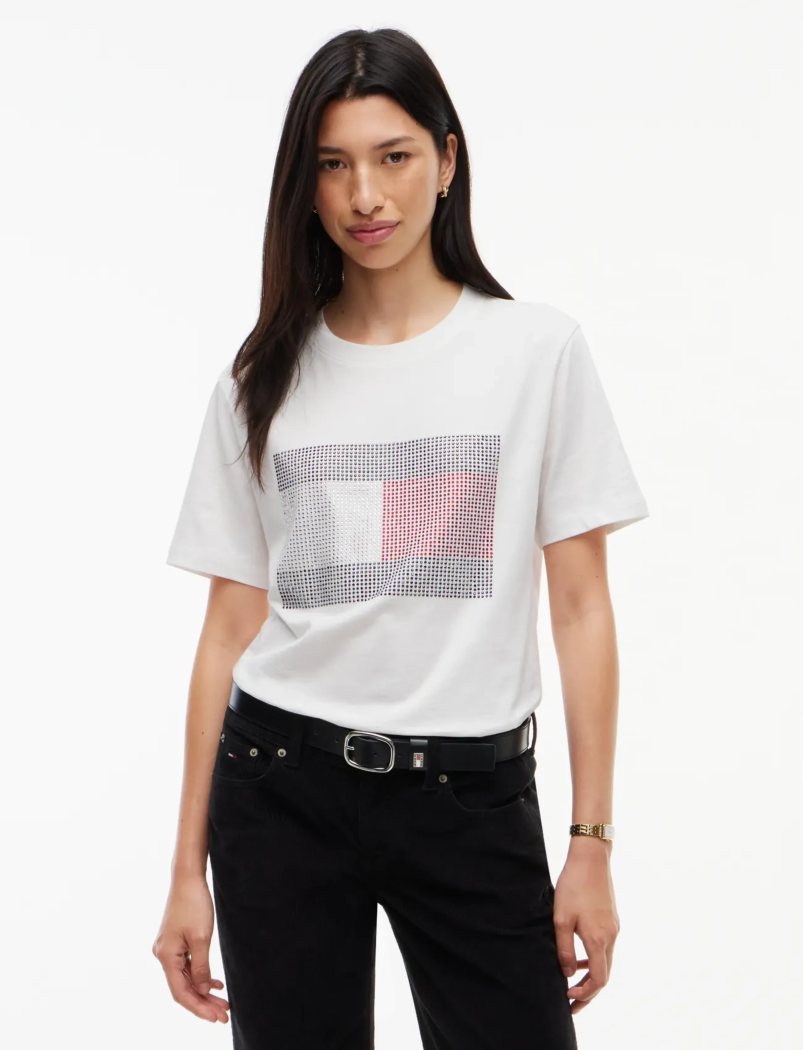 Tommy Jeans TJW RLX FLAG BLING SS TEE - Tommy Jeans - ECRU / cream