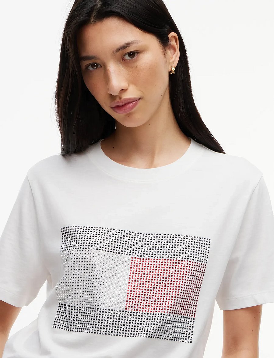 Tommy Jeans - TJW RLX FLAG BLING SS TEE - t-shirts - ecru - 3