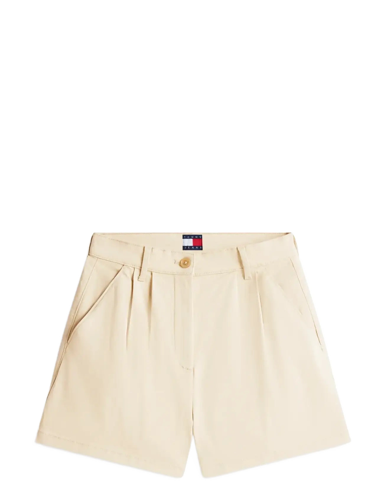 Tommy Jeans TJW CLAIRE HR PLEATED SHORTS - Chino stila šorti - WHITE CLAY / beige
