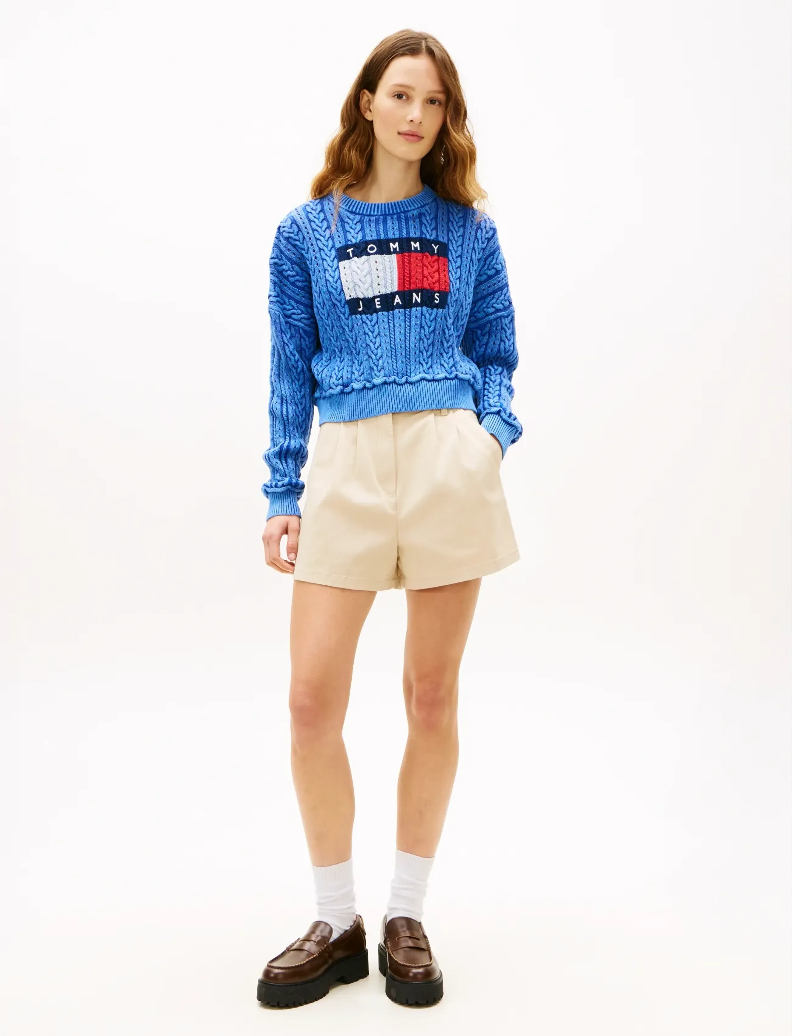 Tommy Jeans - TJW CLAIRE HR PLEATED SHORTS - chino shorts - white clay - 3
