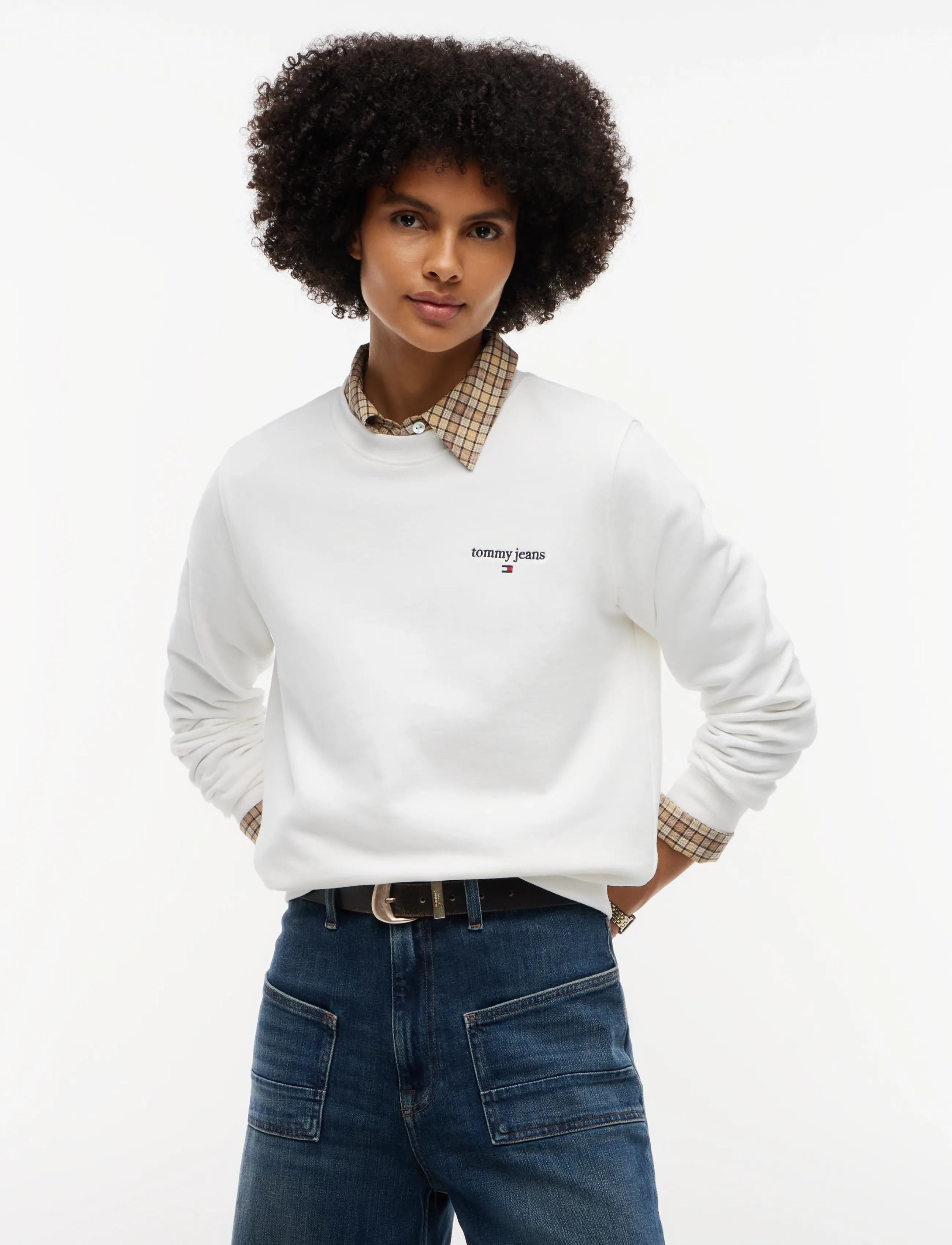 Tommy Jeans Tjw Reg Classic Logo Crew, S, Sweatshirts & Hoodies, Creme - Sweatshirts, Frauen