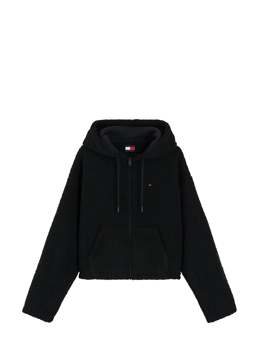 Tommy Jeans - TJW TEDDY HOODED ZIP THRU EXT - fleece og mellemlag - black - 1