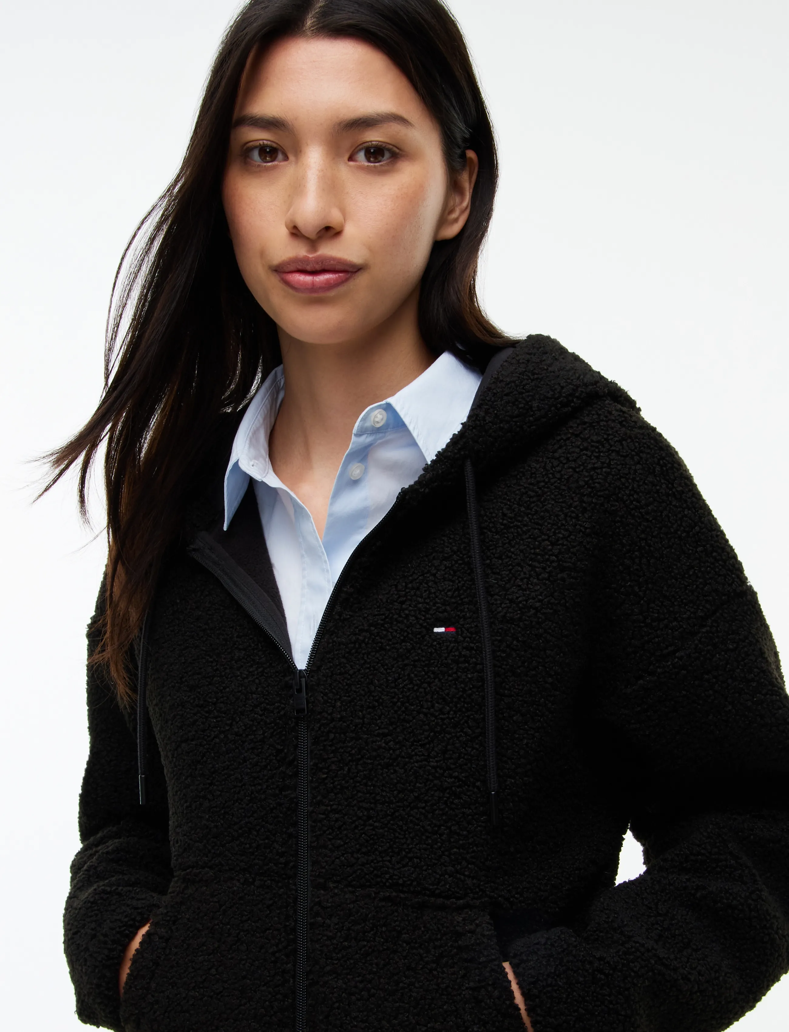 Tommy Jeans - TJW TEDDY HOODED ZIP THRU EXT - fleece og mellemlag - black - 3