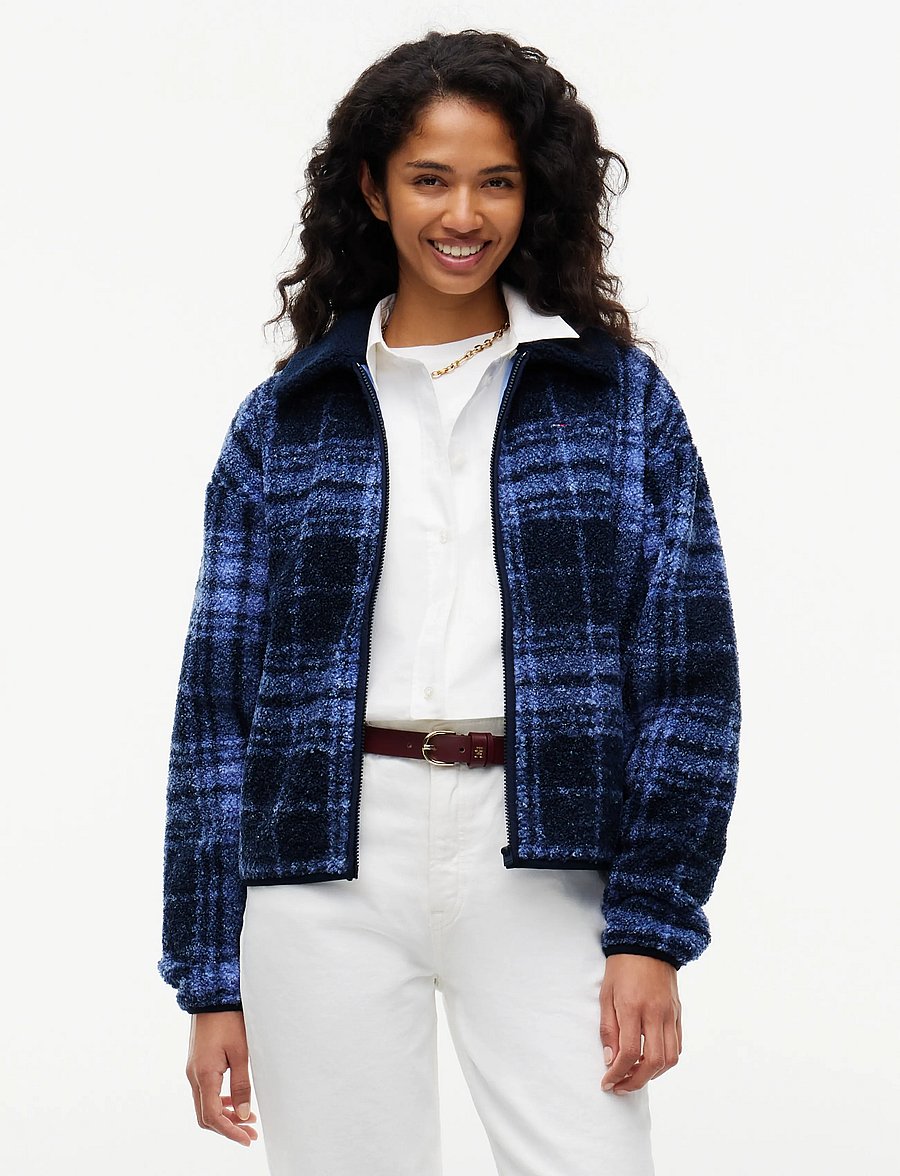 Tommy Jeans - TJW S FLAG ZIP THRU TEDDY EXT - blue check - 0