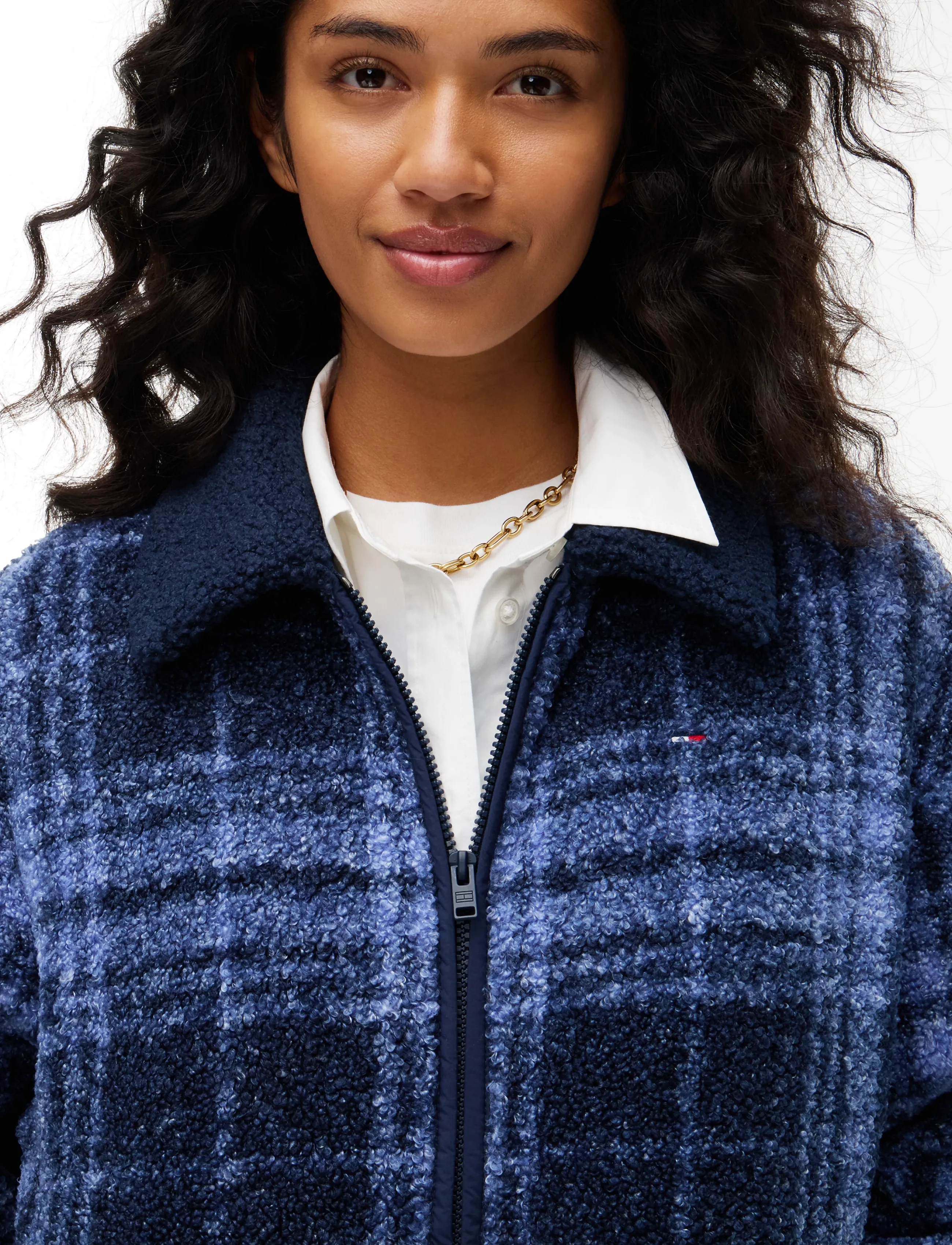 Tommy Jeans - TJW S FLAG ZIP THRU TEDDY EXT - blue check - 3