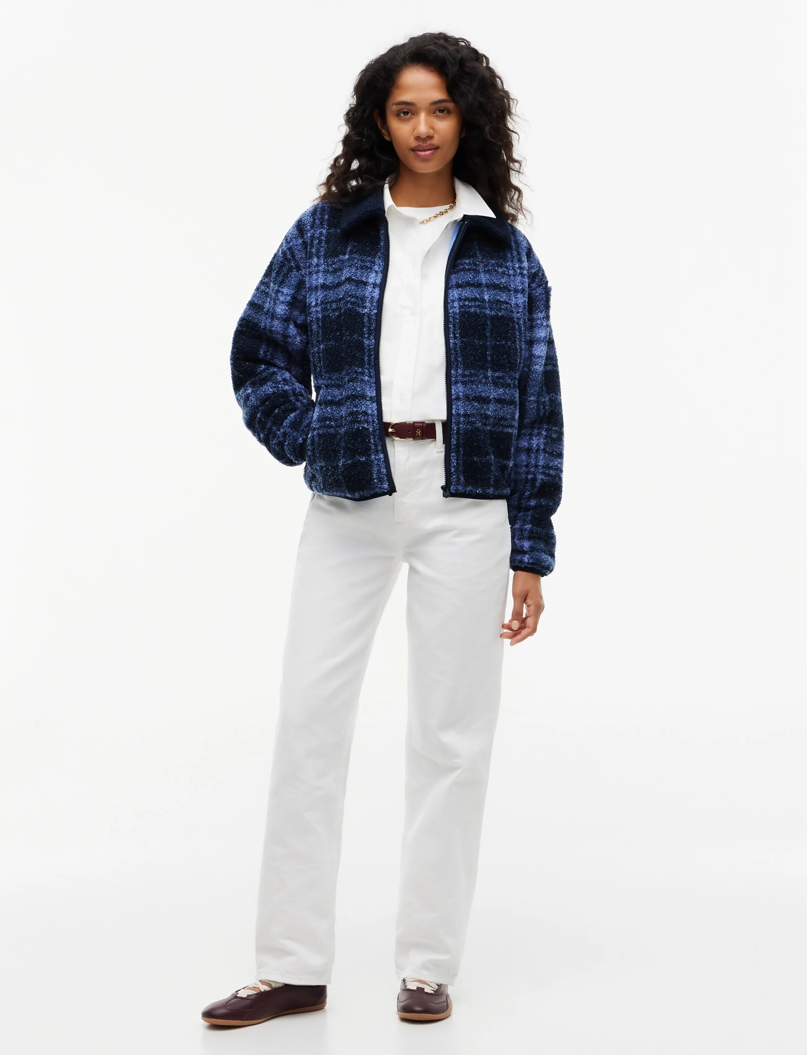 Tommy Jeans - TJW S FLAG ZIP THRU TEDDY EXT - blue check - 4