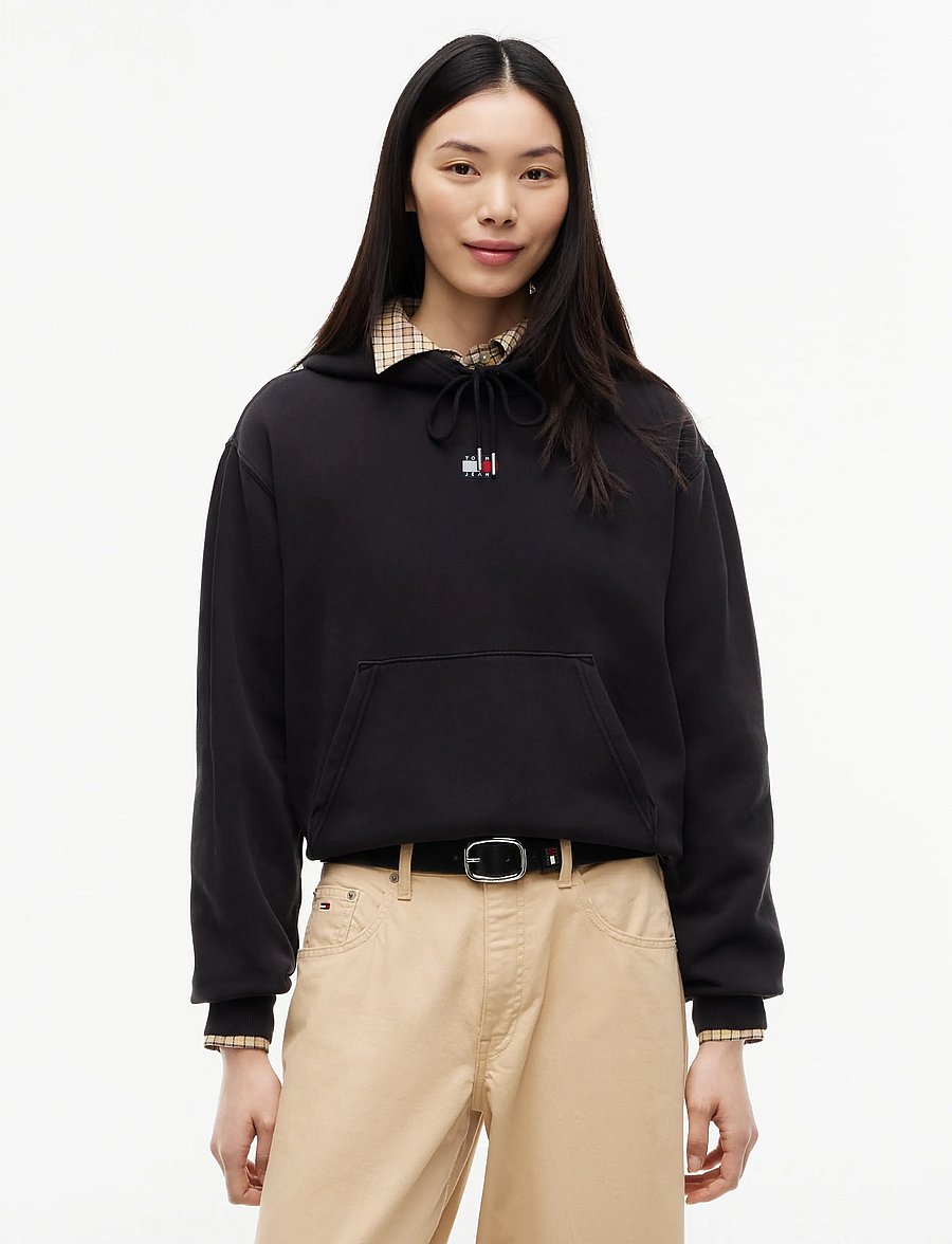 Tommy Jeans - TJW BADGE HOODIE EXT - kapuzenpullover - black - 0