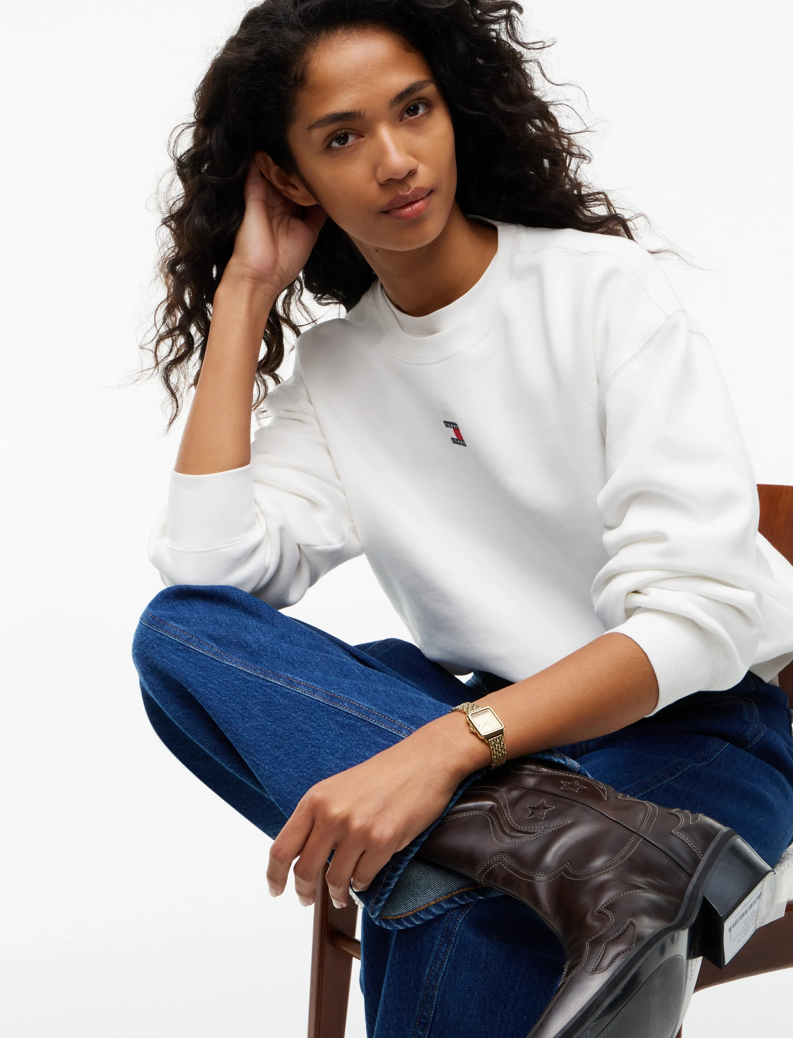 Tommy Jeans - TJW BADGE CREW EXT - sweatshirts - ecru - 3