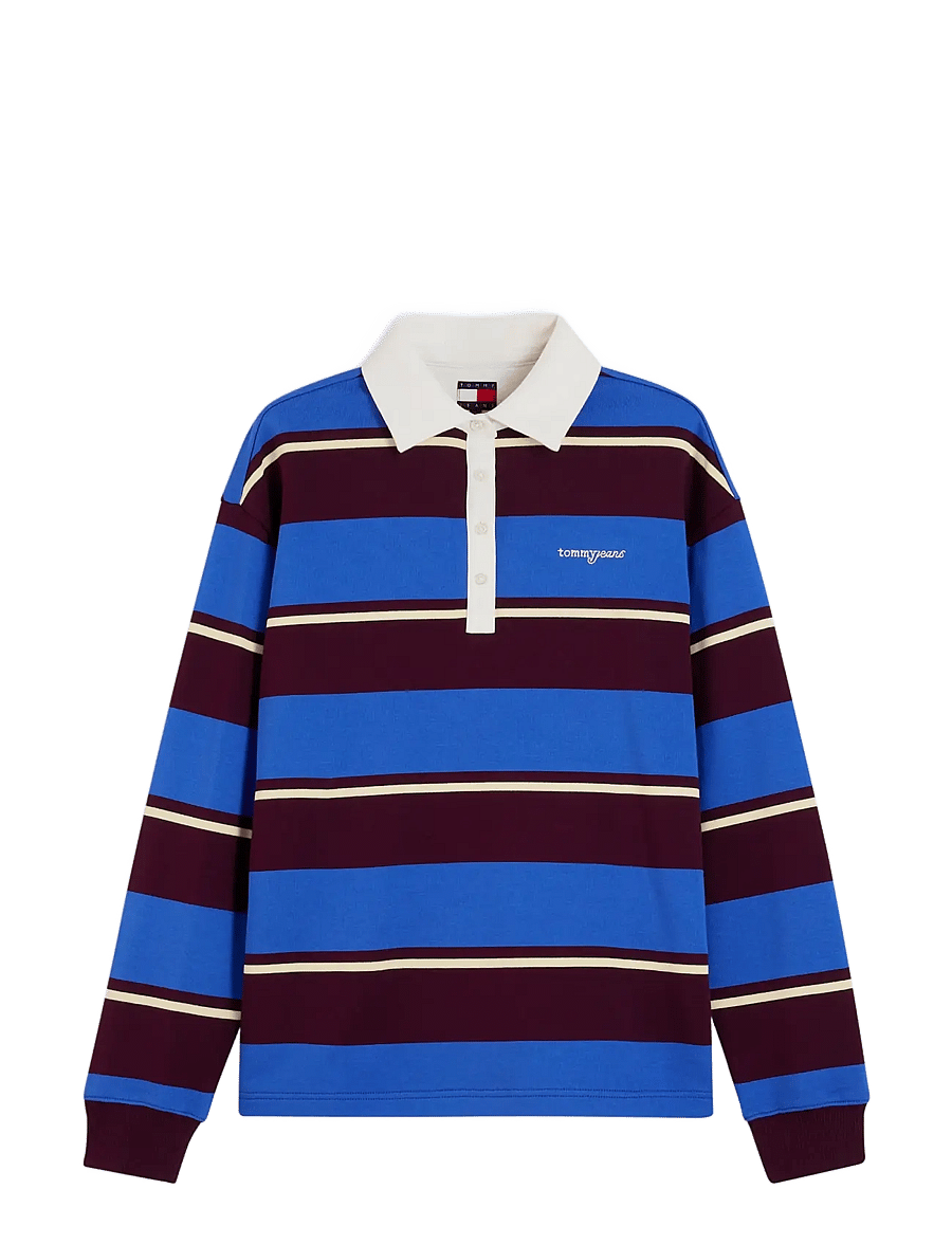 Tommy Jeans - TJW RLX SCRIPT RUGBY - poloshirts - noble blue stripe - 1