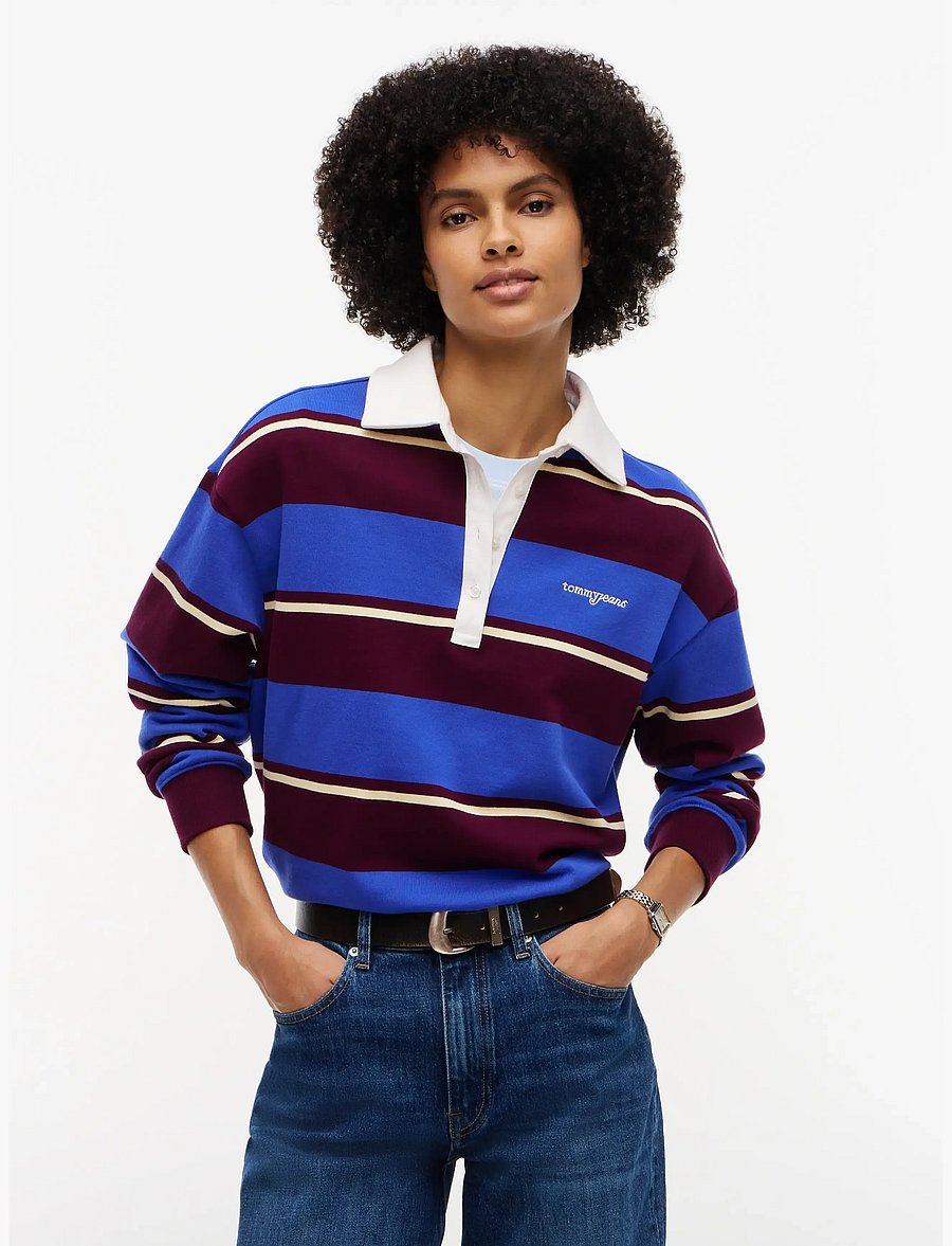 Tommy Jeans - TJW RLX SCRIPT RUGBY - poloshirts - noble blue stripe - 0
